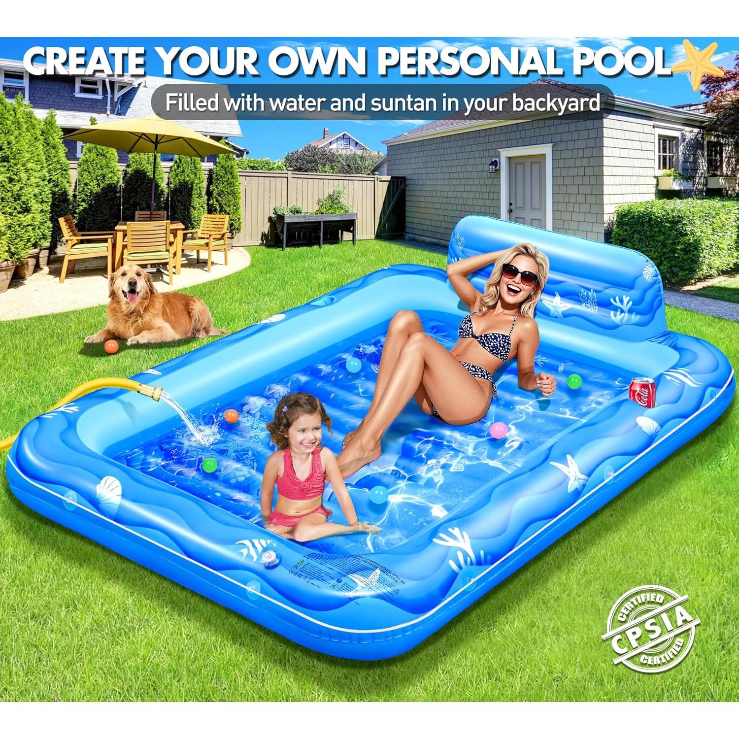 Piscina Inflable Sinbyuer para Bronceado 205x152 cm Azul Claro