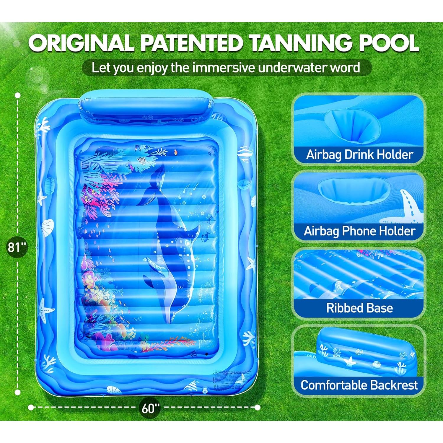 Piscina Inflable Sinbyuer para Bronceado 205x152 cm Azul Claro