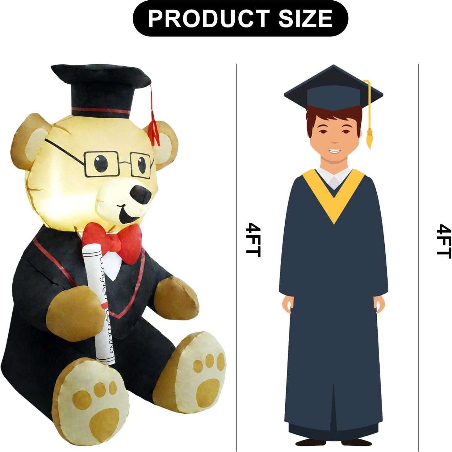 Decoración Inflable Dr. Bear 1.22m con Luces LED para Graduación