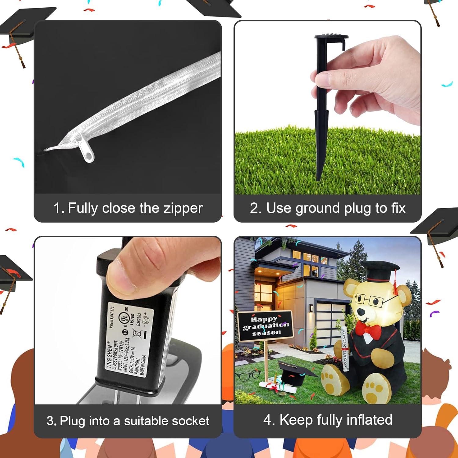 Decoración Inflable Dr. Bear 1.22m con Luces LED para Graduación