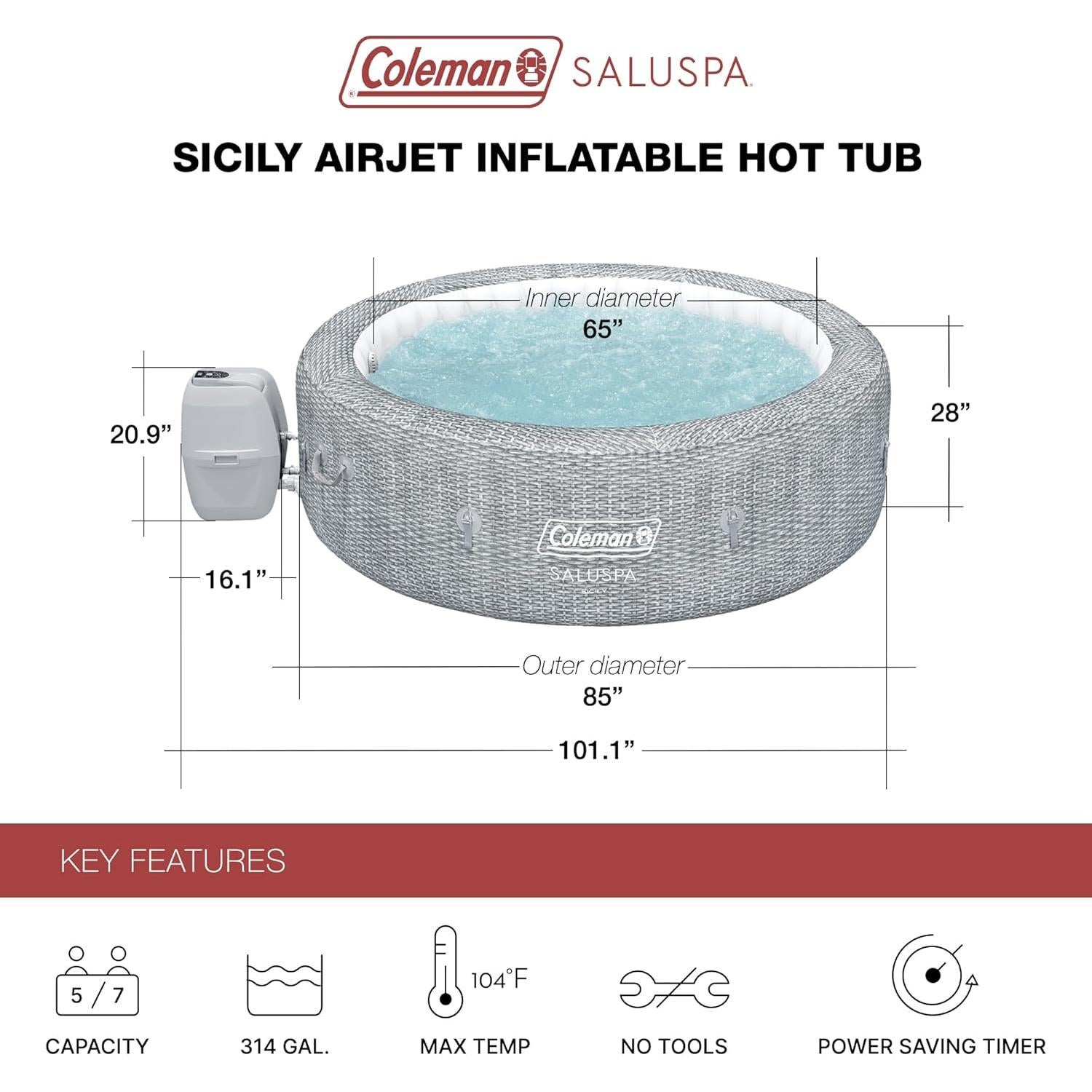 Cascada LED SaluSpa + Jacuzzi Inflable Sicily 7 Personas