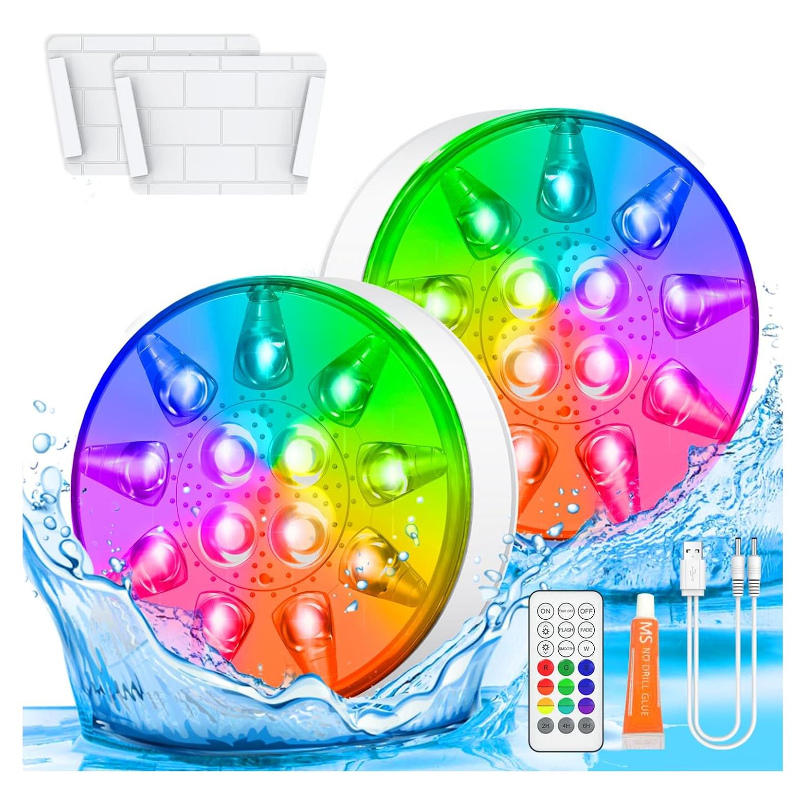 Luces LED Sumergibles CRISLEX 2 Paquetes IP68 Control Remoto