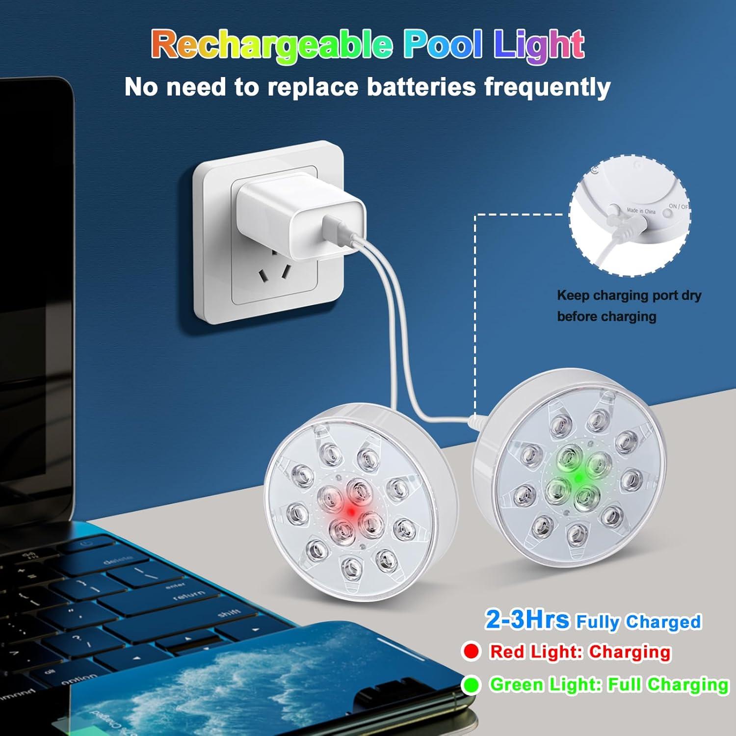 Luces LED Sumergibles CRISLEX 2 Paquetes IP68 Control Remoto