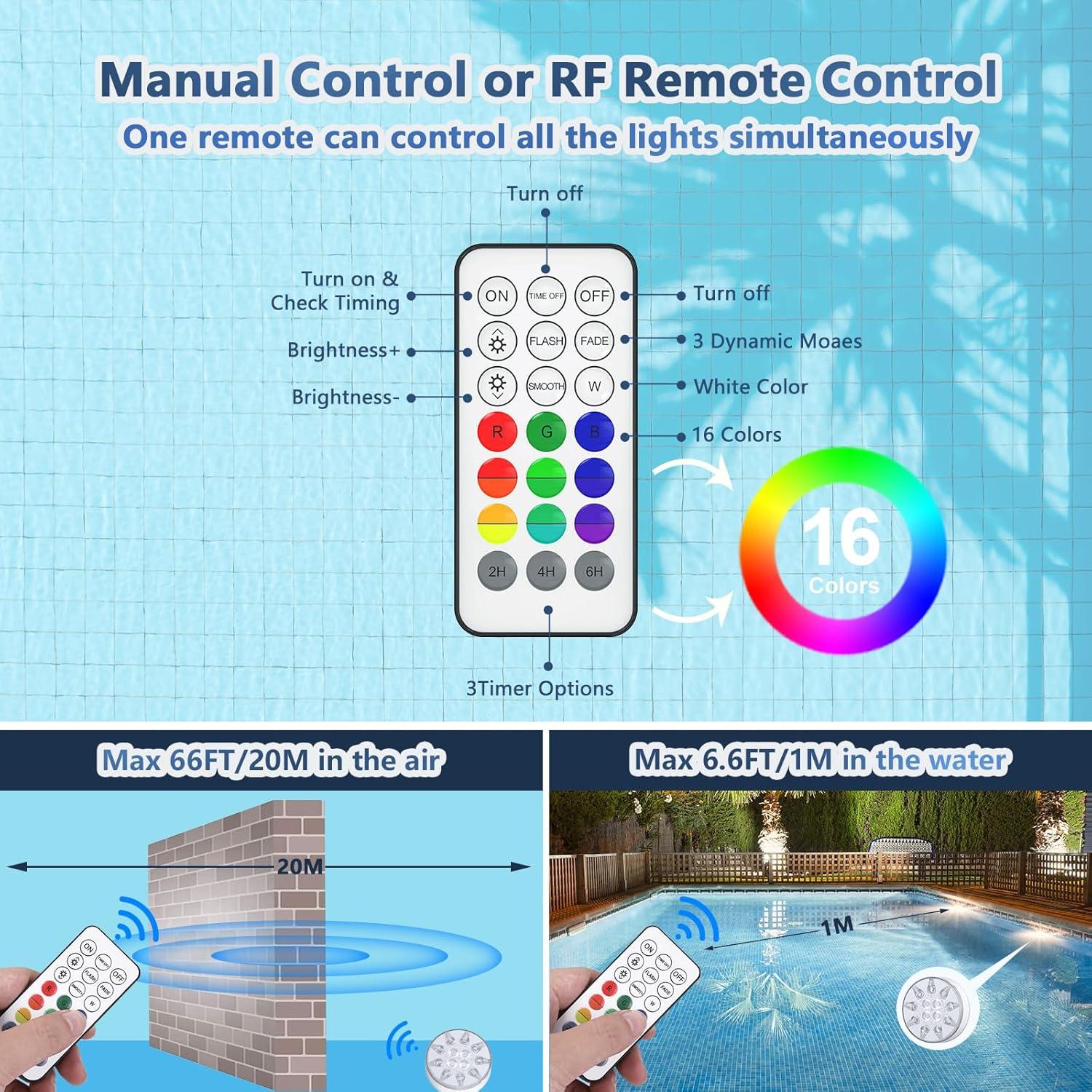 Luces LED Sumergibles CRISLEX 2 Paquetes IP68 Control Remoto