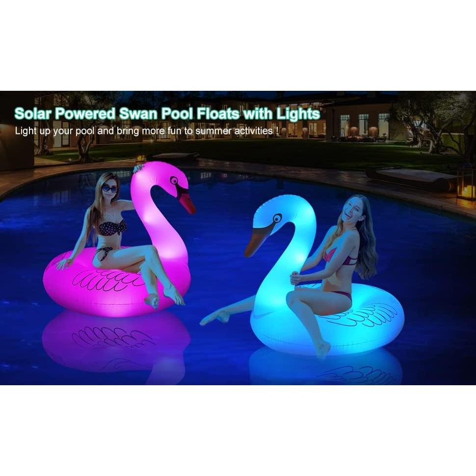 Flotador inflable cisne con luces solares FlyfreeU 106.68 cm