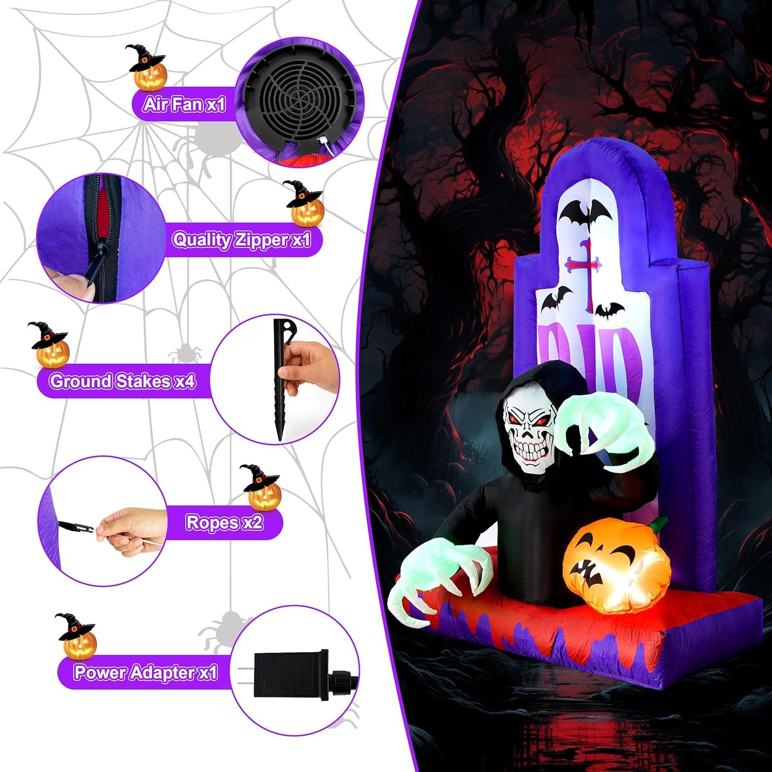 Decoración Inflable Halloween Packbabol 4.8ft Calavera y Calabaza