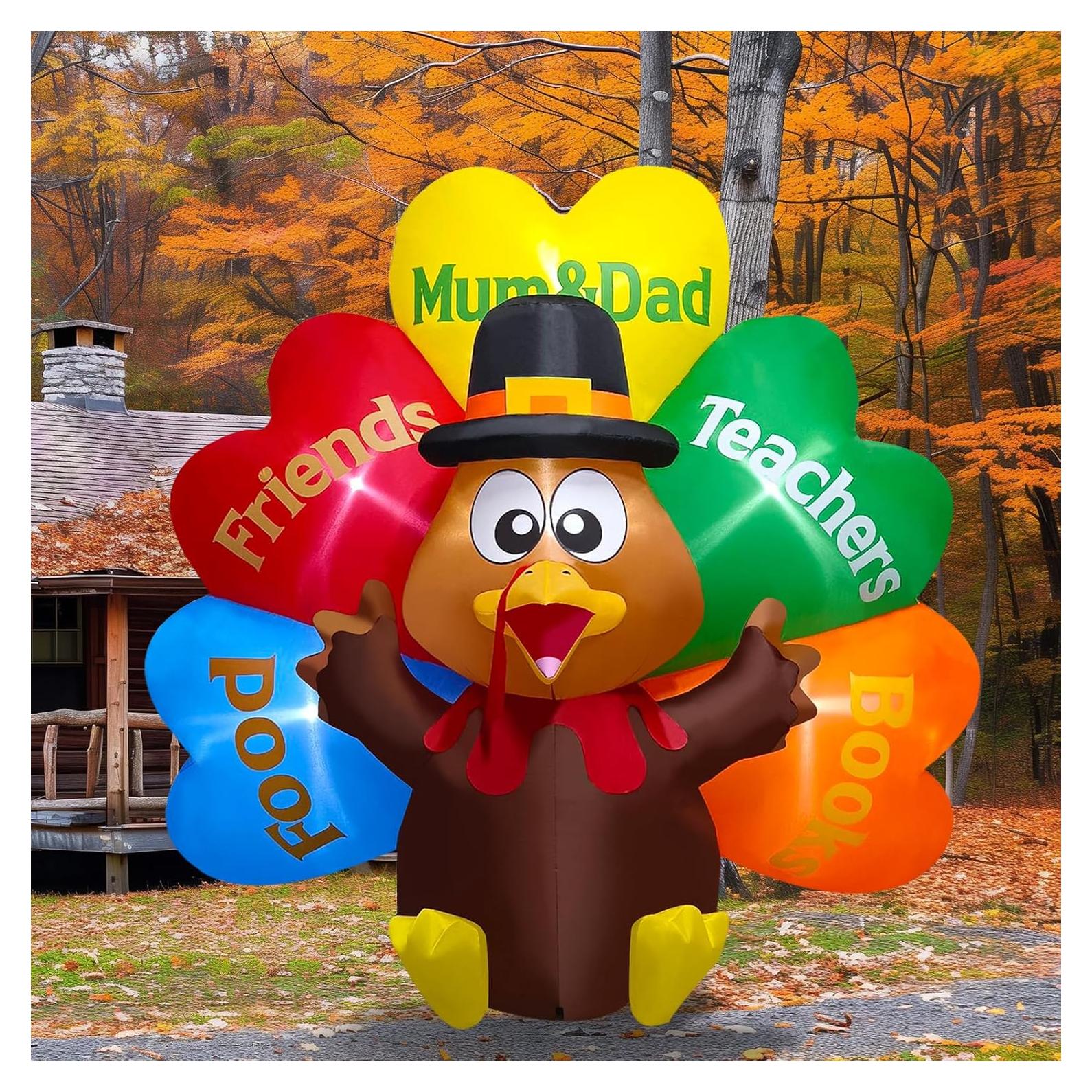 Pavo Inflable Gigante Kalolary 2.44m con Luces LED - Acción de Gracias