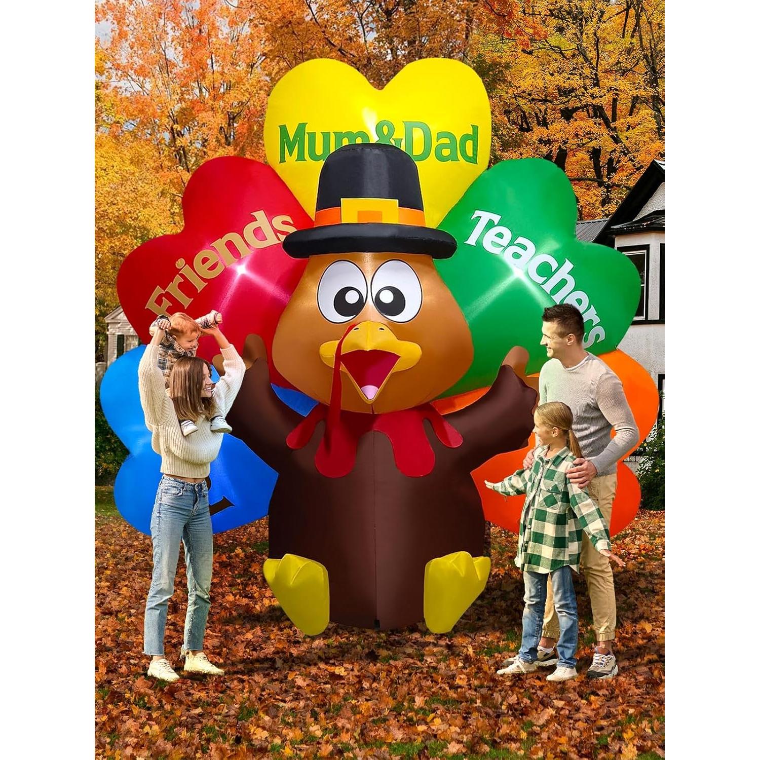 Pavo Inflable Gigante Kalolary 2.44m con Luces LED - Acción de Gracias