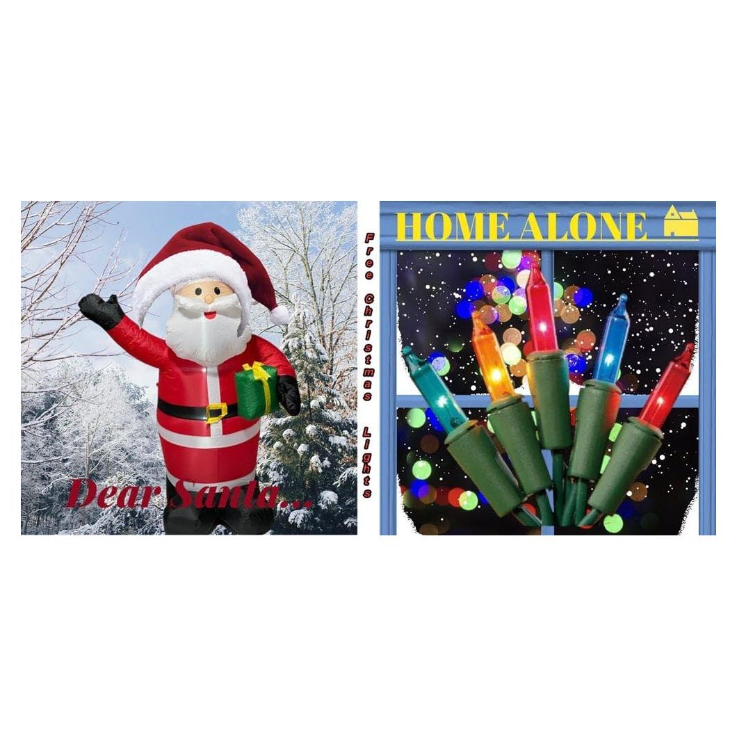 Santa Claus Inflable 182 cm con Luces LED B BBO para Jardín