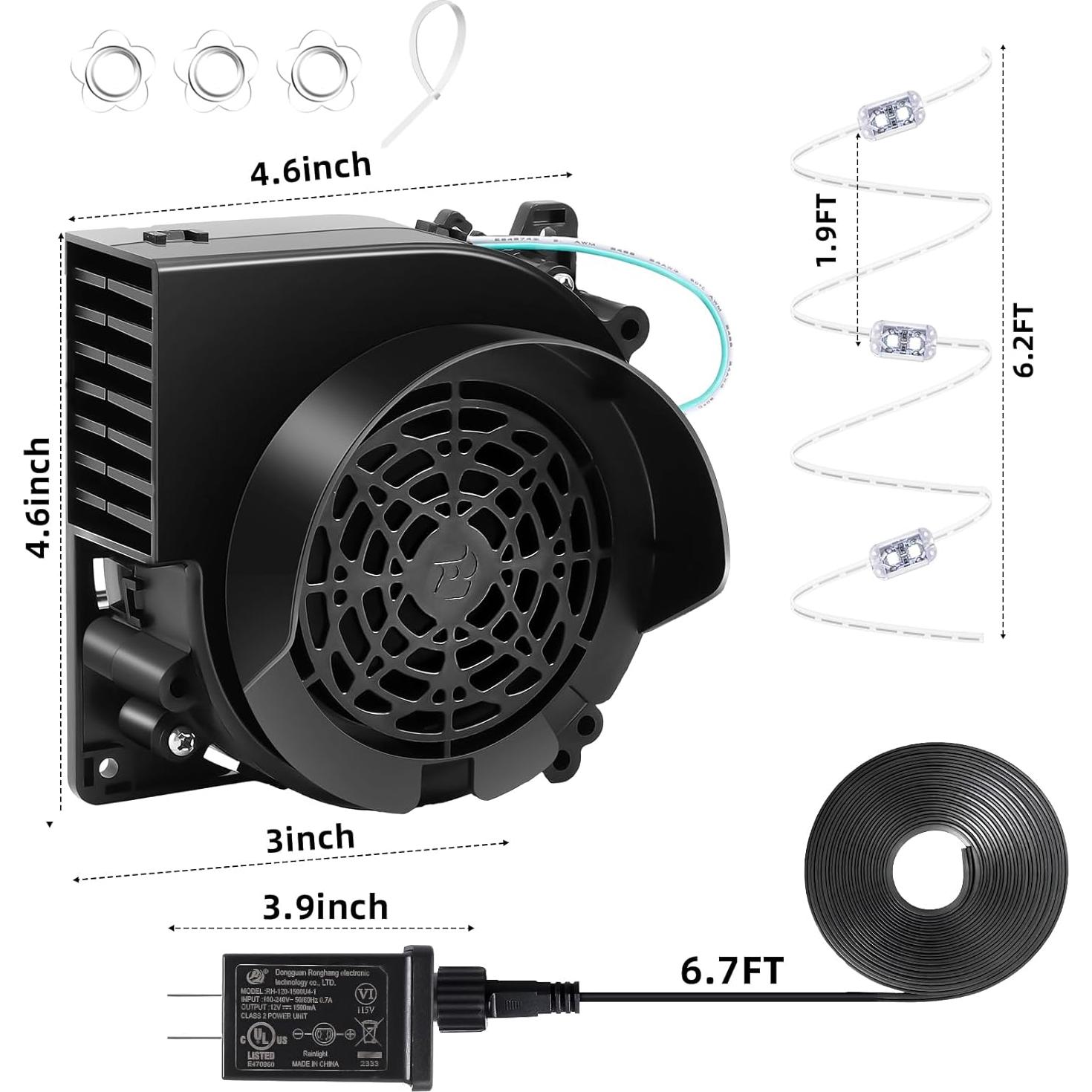 Ventilador Inflable DRHLWZN 12V con 5 Luces LED para Decoraciones
