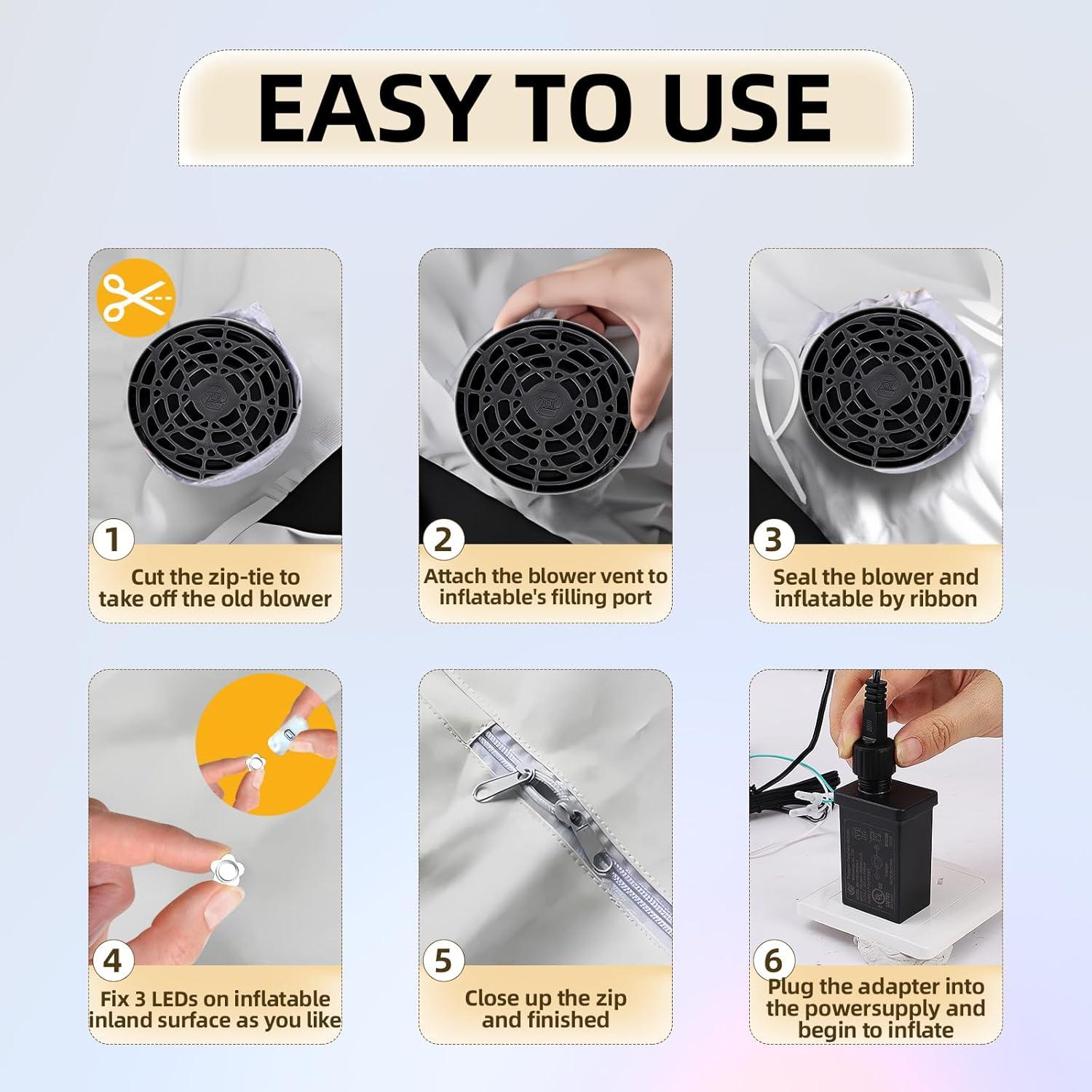 Ventilador Inflable DRHLWZN 12V con 5 Luces LED para Decoraciones