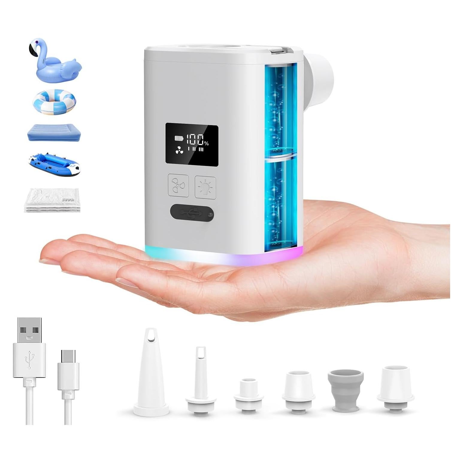 Bomba de aire eléctrica portátil ZOPOM 5000mAh para inflables