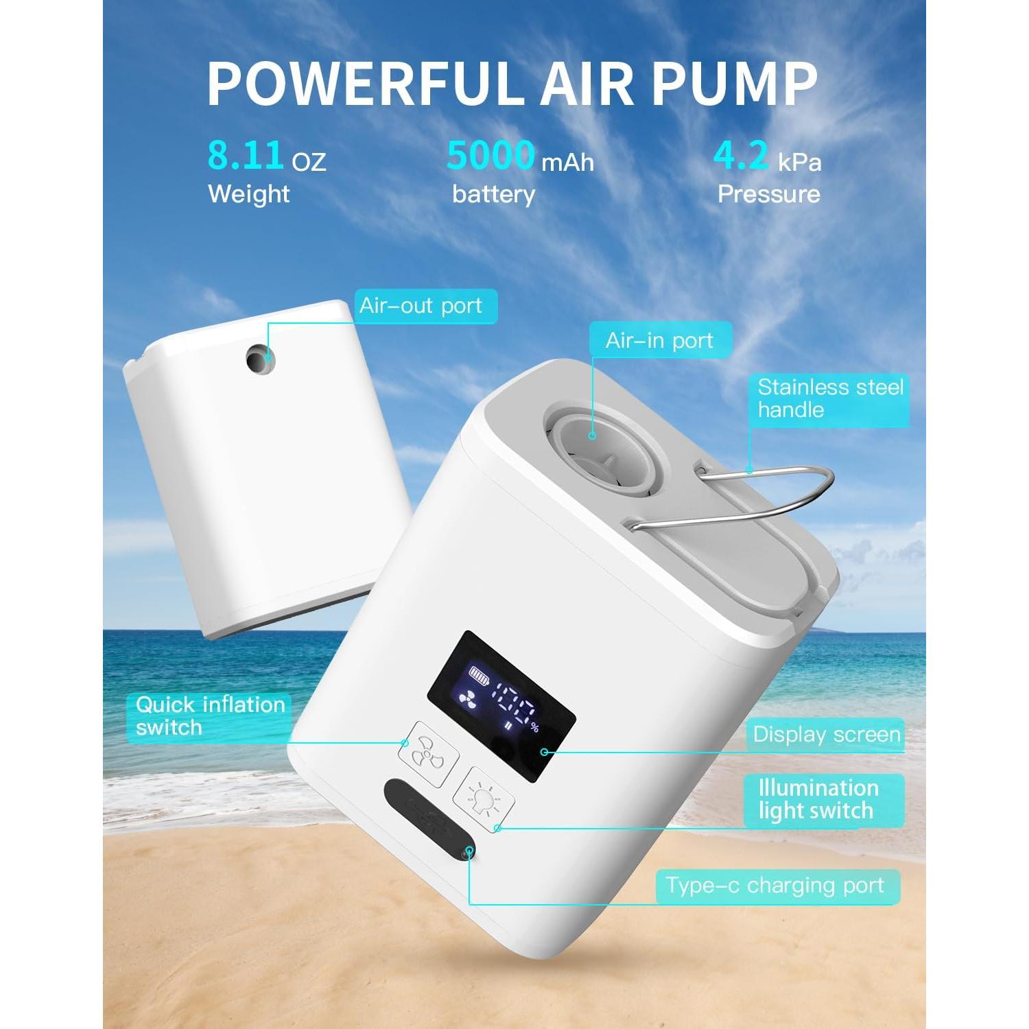 Bomba de aire eléctrica portátil ZOPOM 5000mAh para inflables