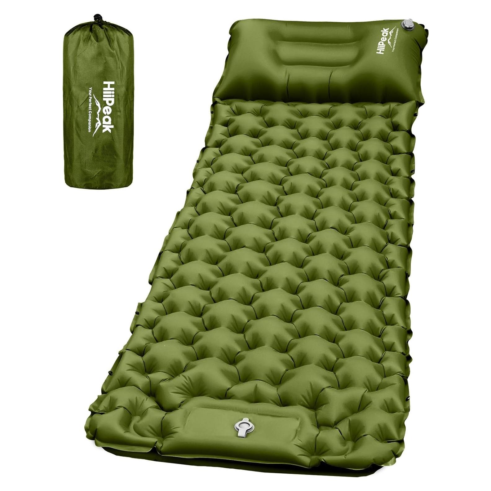 HiiPeak Sleeping Pad for Camping- Ultralight Inflatable Sleeping Mat with Built-in Foot Pump & Pillow, Upgraded Compact Camping Air Mattress for Tent, Backpacking, Hiking