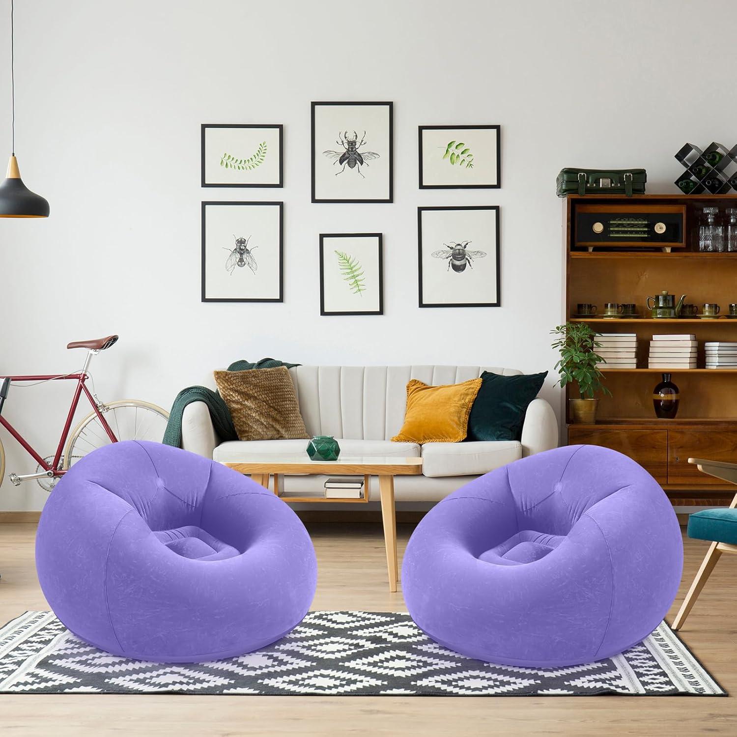 Sillas Inflables de Saco de Frijoles Realspring 2 Piezas Púrpura