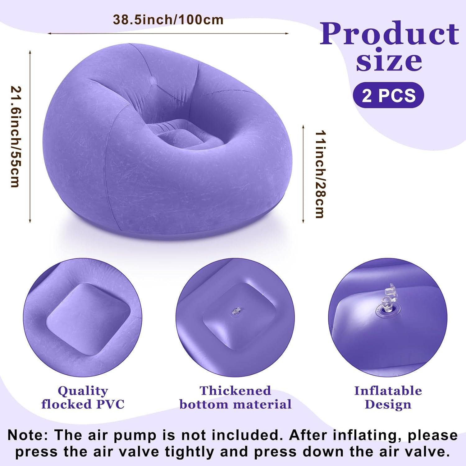 Sillas Inflables de Saco de Frijoles Realspring 2 Piezas Púrpura