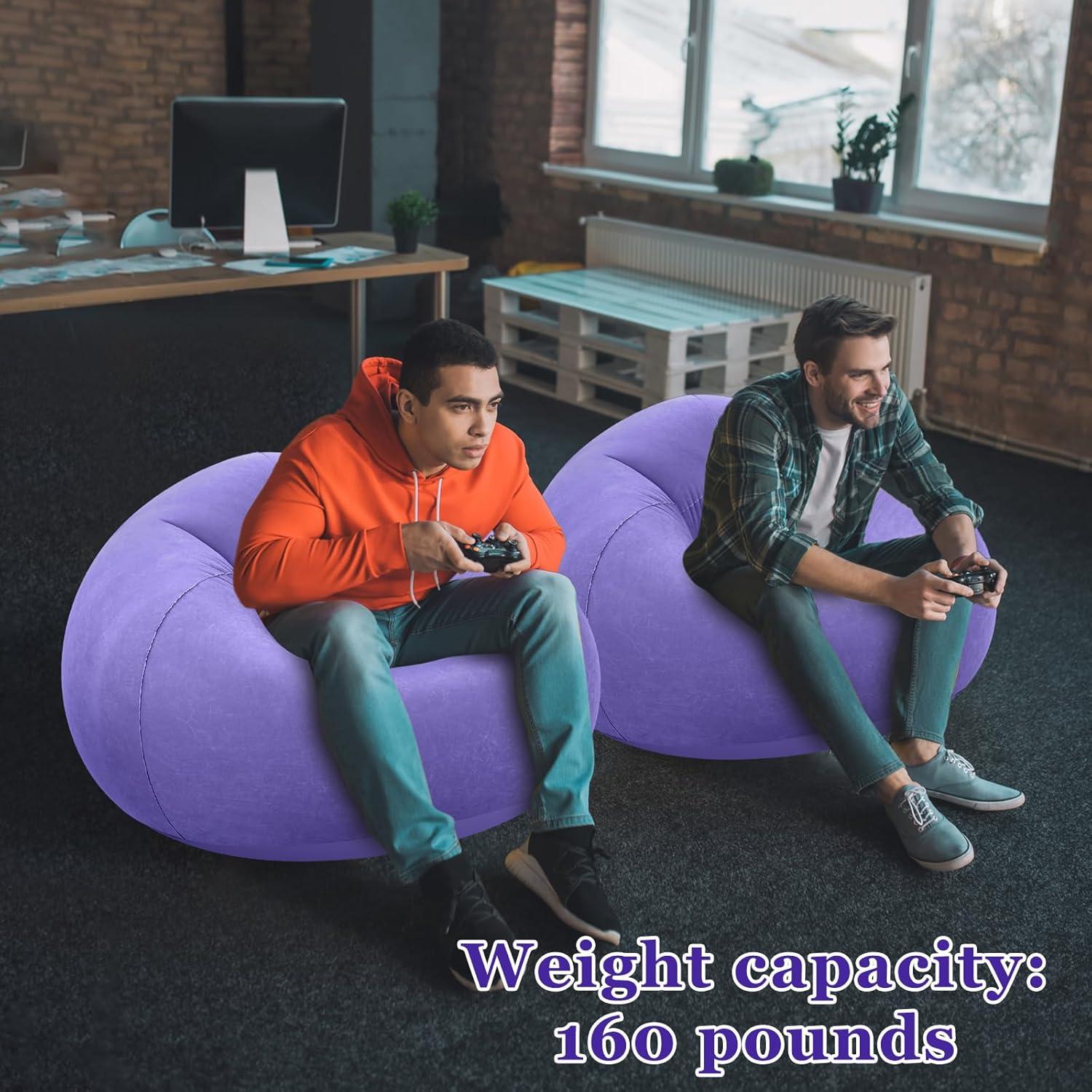 Sillas Inflables de Saco de Frijoles Realspring 2 Piezas Púrpura