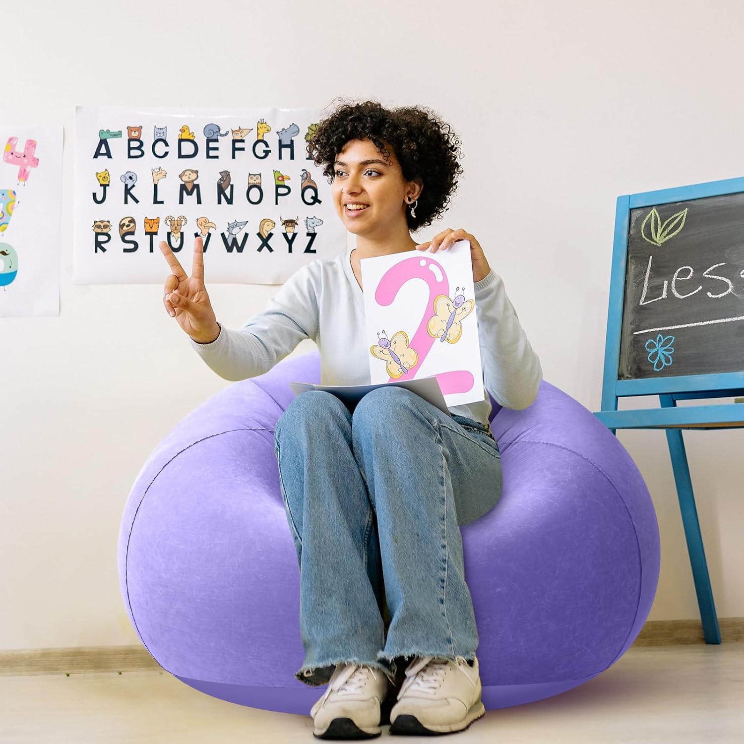 Sillas Inflables de Saco de Frijoles Realspring 2 Piezas Púrpura