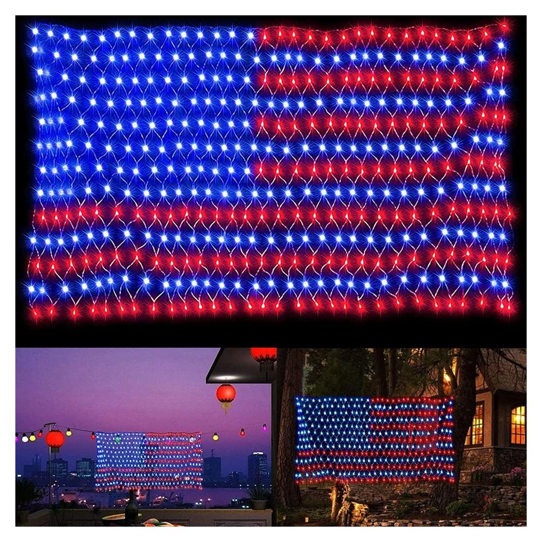 Luces de Red de Bandera Americana LED MINIAO 420 LEDs 2m x 1m