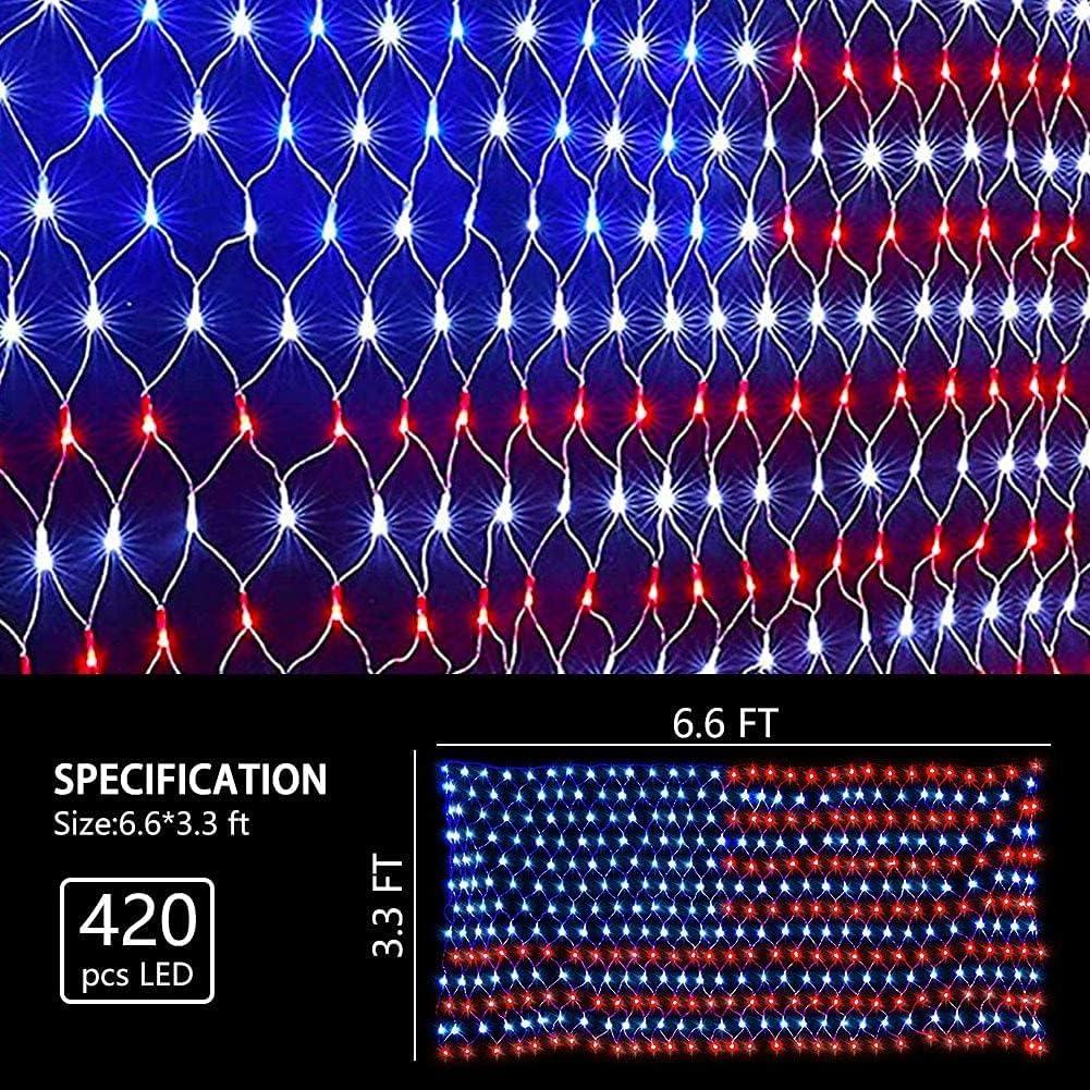 Luces de Red de Bandera Americana LED MINIAO 420 LEDs 2m x 1m