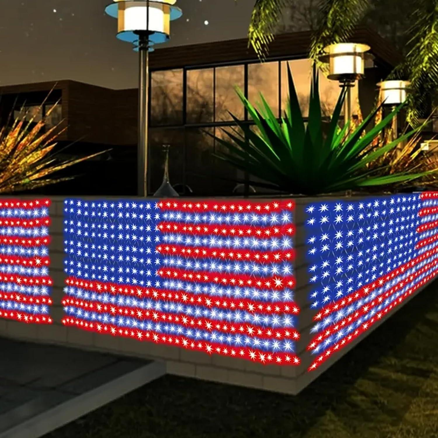 Luces de Red de Bandera Americana LED MINIAO 420 LEDs 2m x 1m
