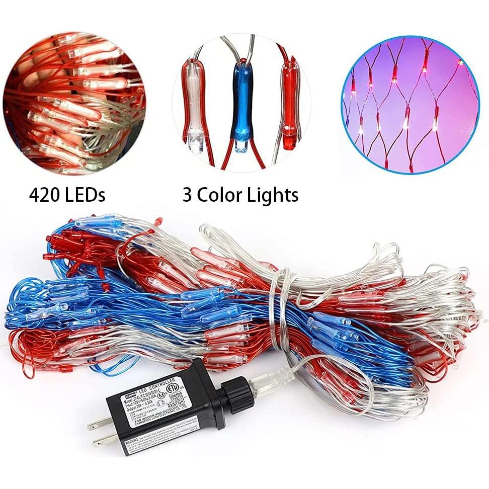Luces de Red de Bandera Americana LED MINIAO 420 LEDs 2m x 1m