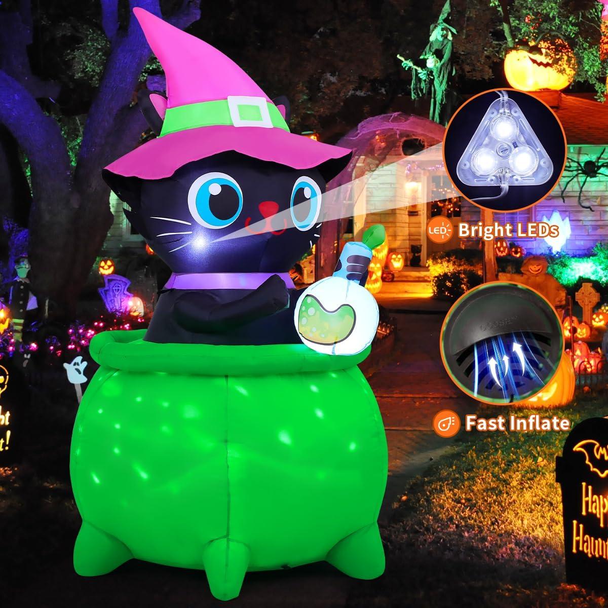 Decoración Inflable de Gato Halloween GOOSH 1.83 m con LED
