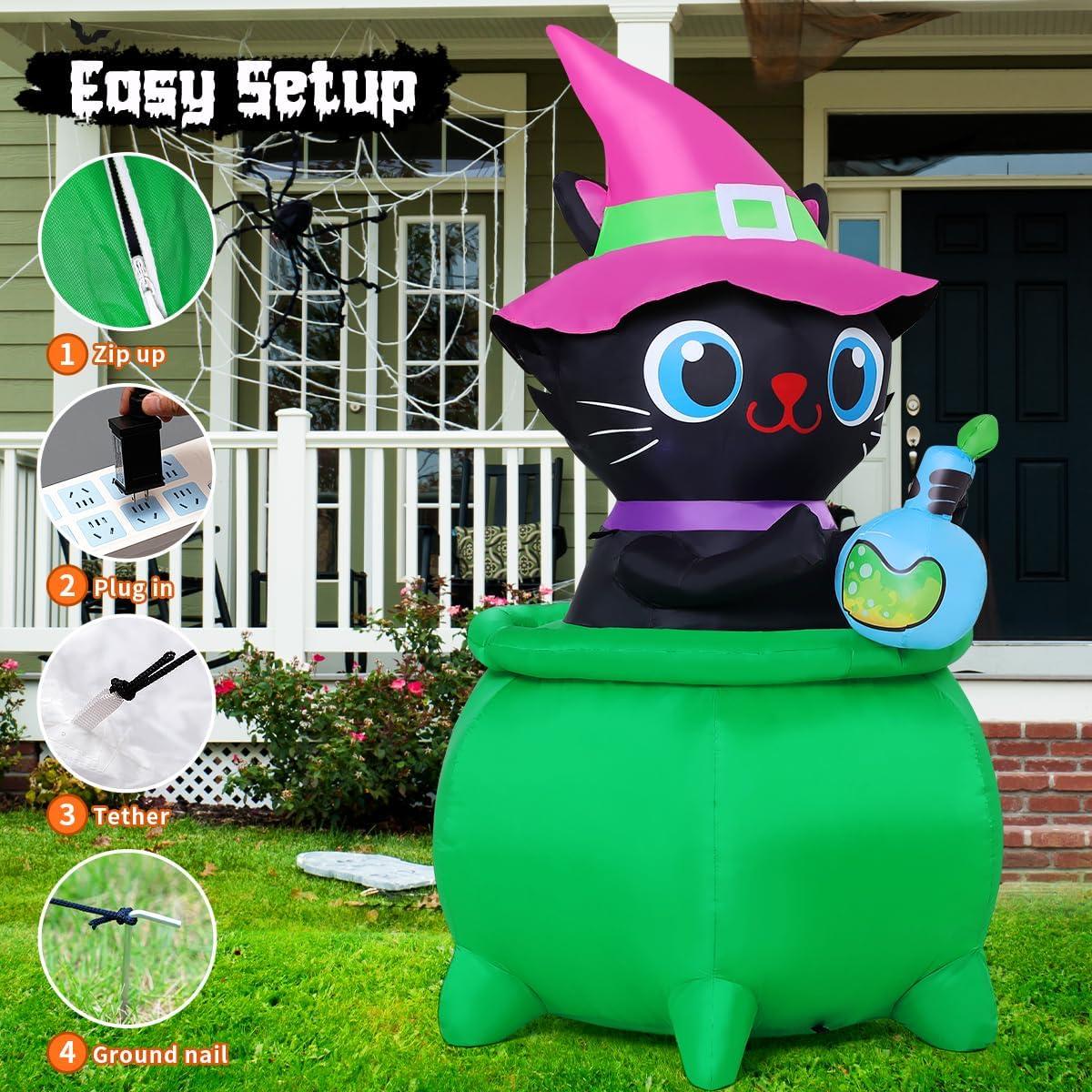Decoración Inflable de Gato Halloween GOOSH 1.83 m con LED