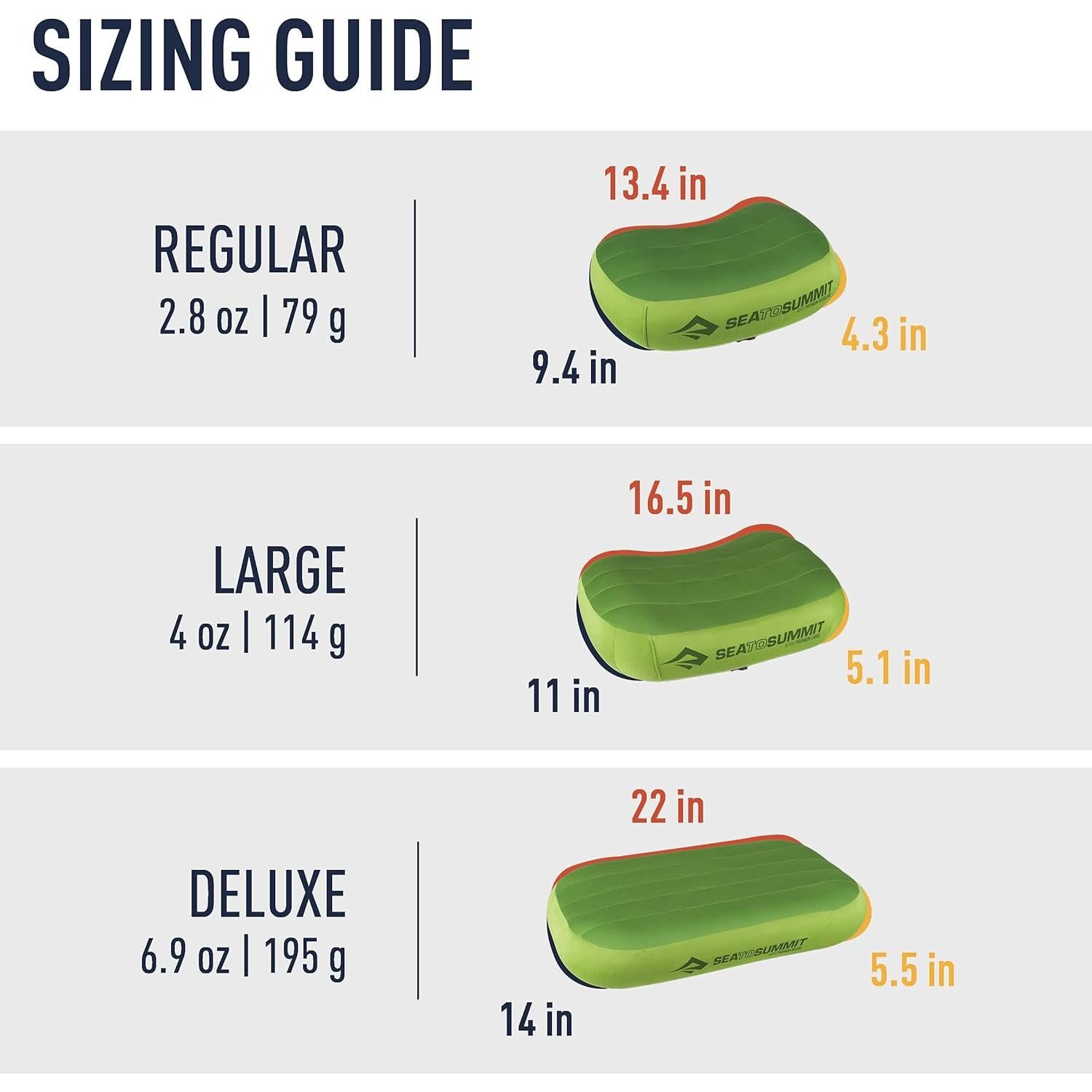 Sea to Summit Aeros Premium Inflatable Travel Pillow, Large (16.5 x 11), Grey