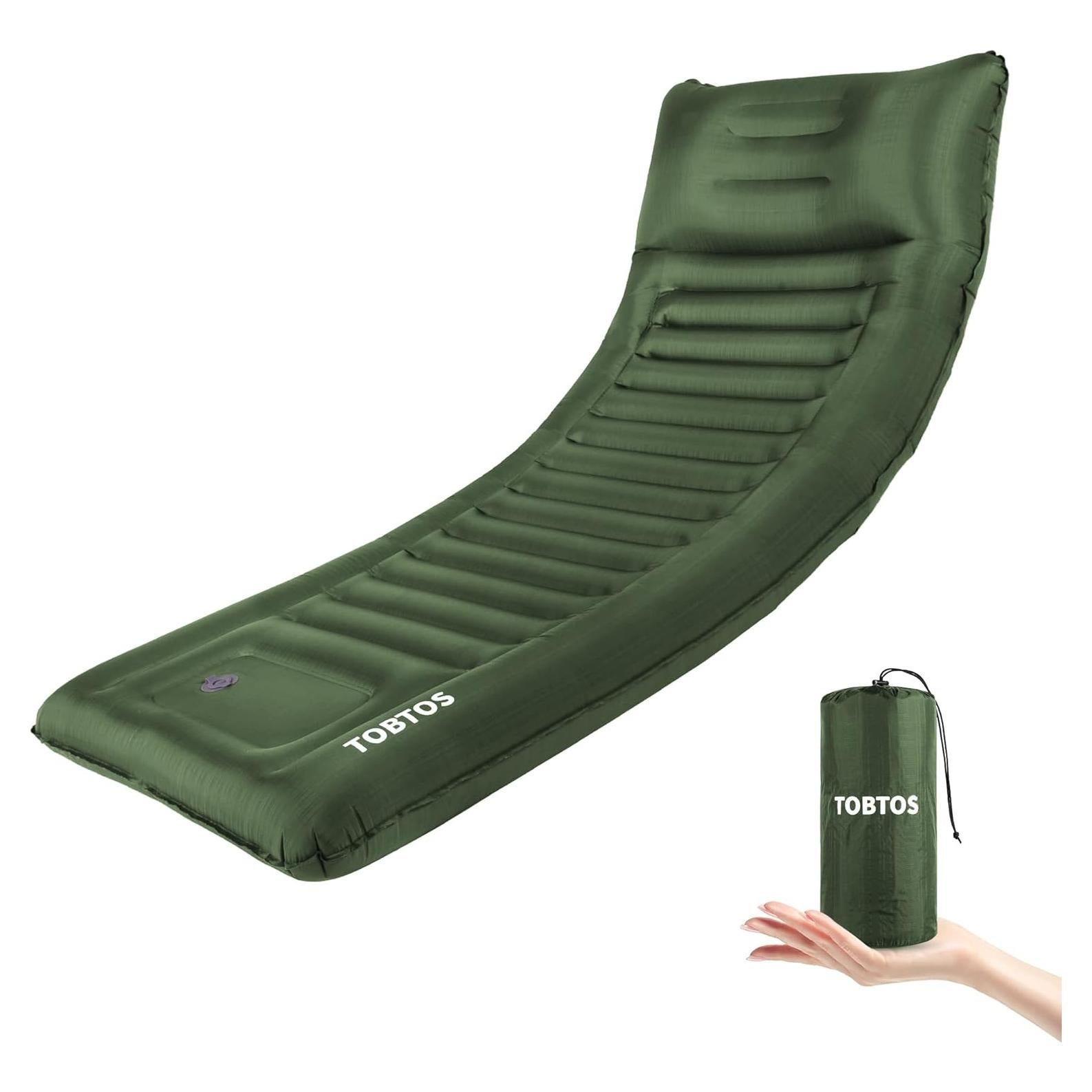 Colchón Inflable TOBTOS para Camping 15 cm con Almohada Verde
