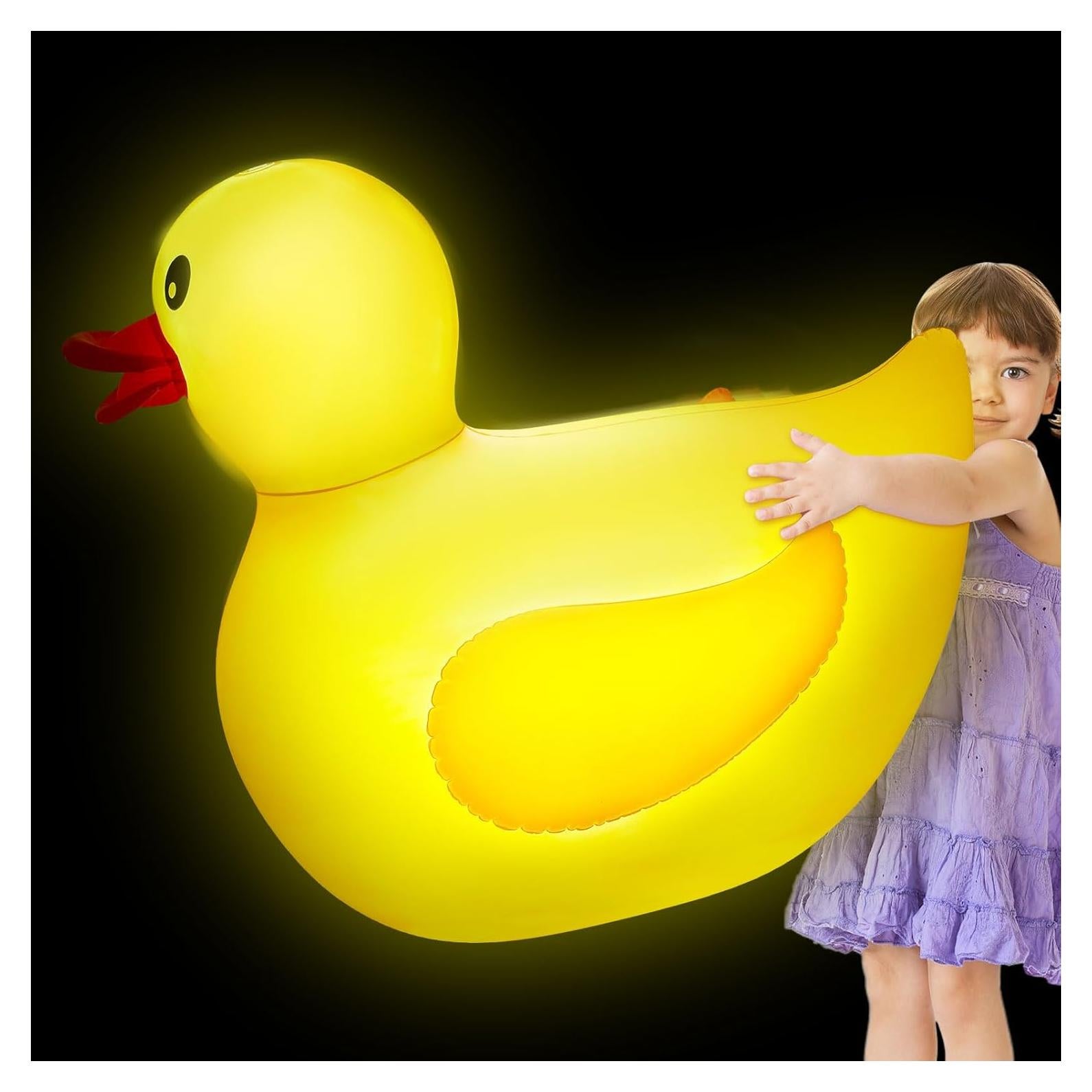 Flotador Inflable Gigante de Pato Hungdao con Luces LED 106.68x111.76cm