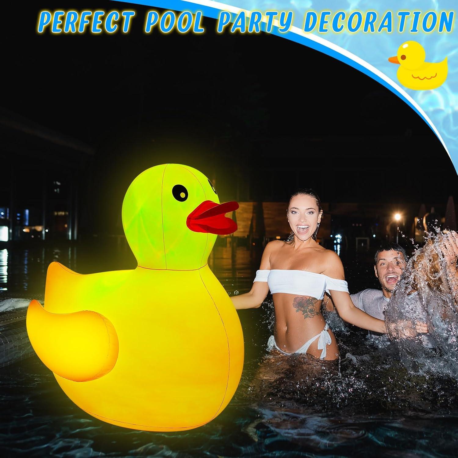 Flotador Inflable Gigante de Pato Hungdao con Luces LED 106.68x111.76cm