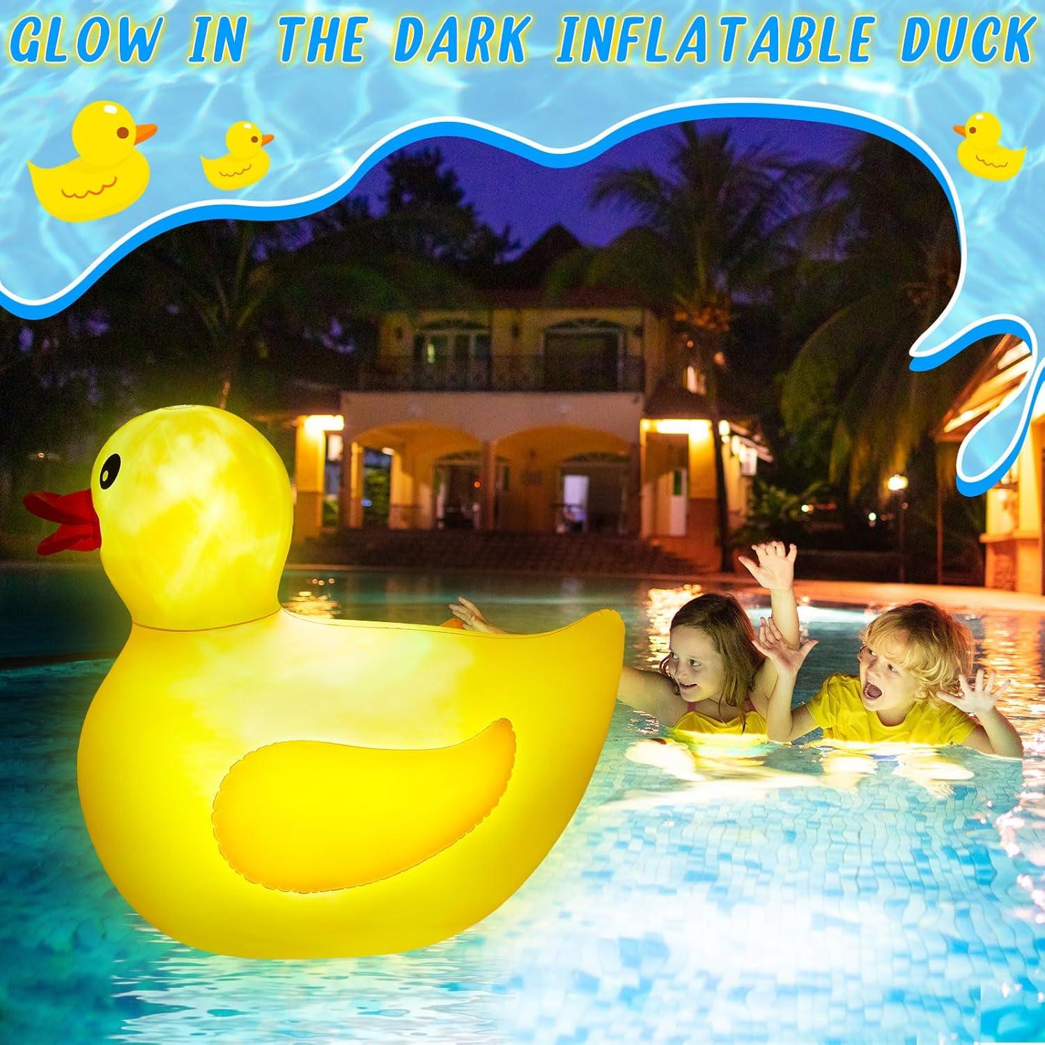 Flotador Inflable Gigante de Pato Hungdao con Luces LED 106.68x111.76cm