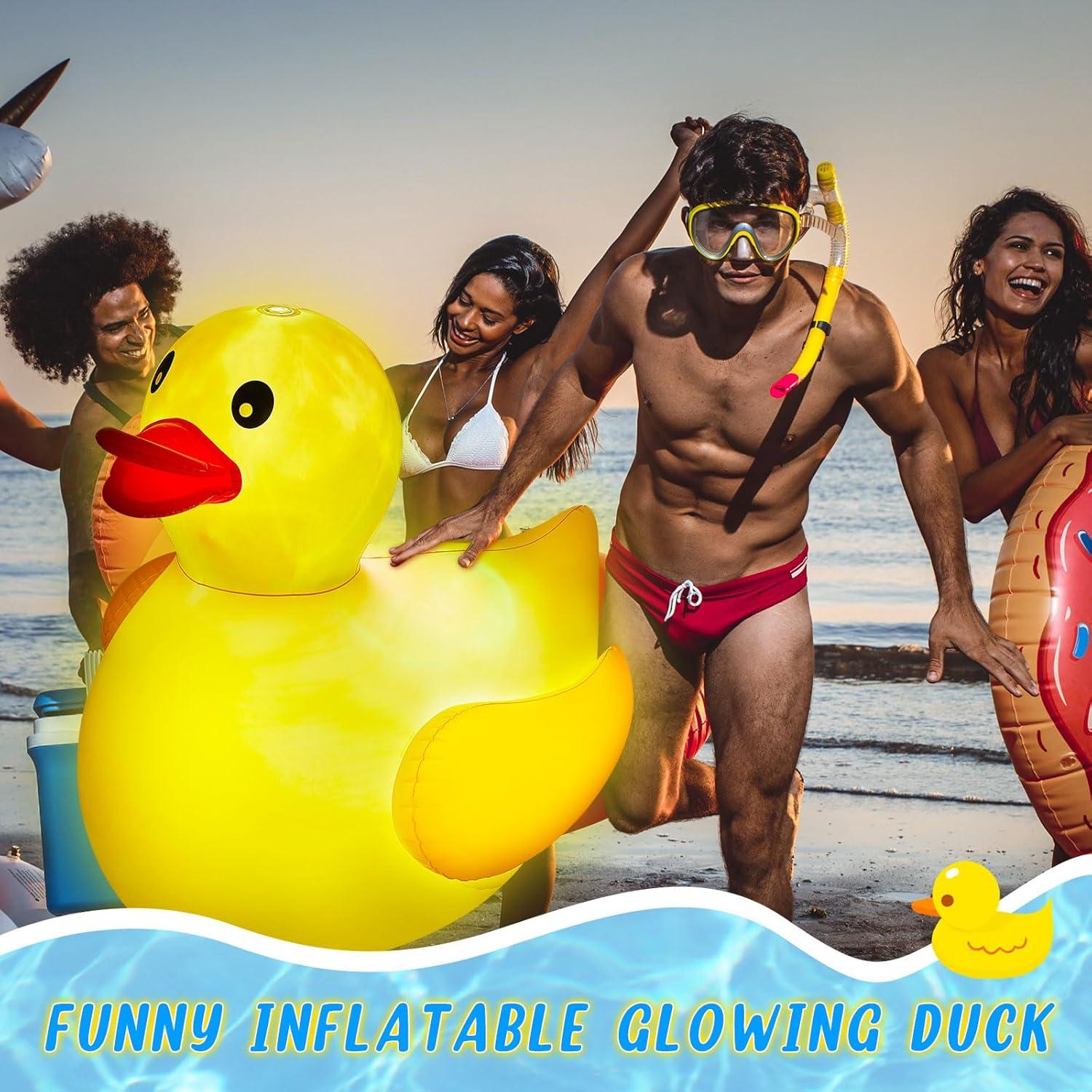 Flotador Inflable Gigante de Pato Hungdao con Luces LED 106.68x111.76cm