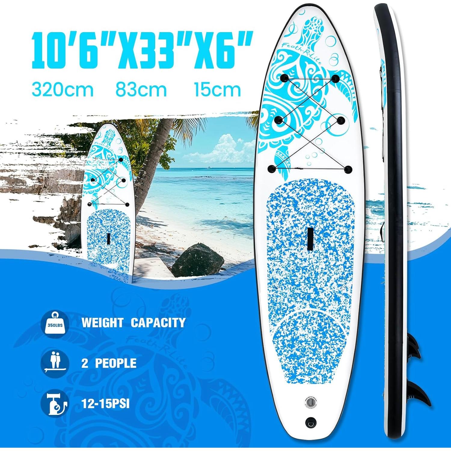 Tabla de Paddle Inflable FEATH-R-LITE 10'6" x 33" para Todos los Niveles