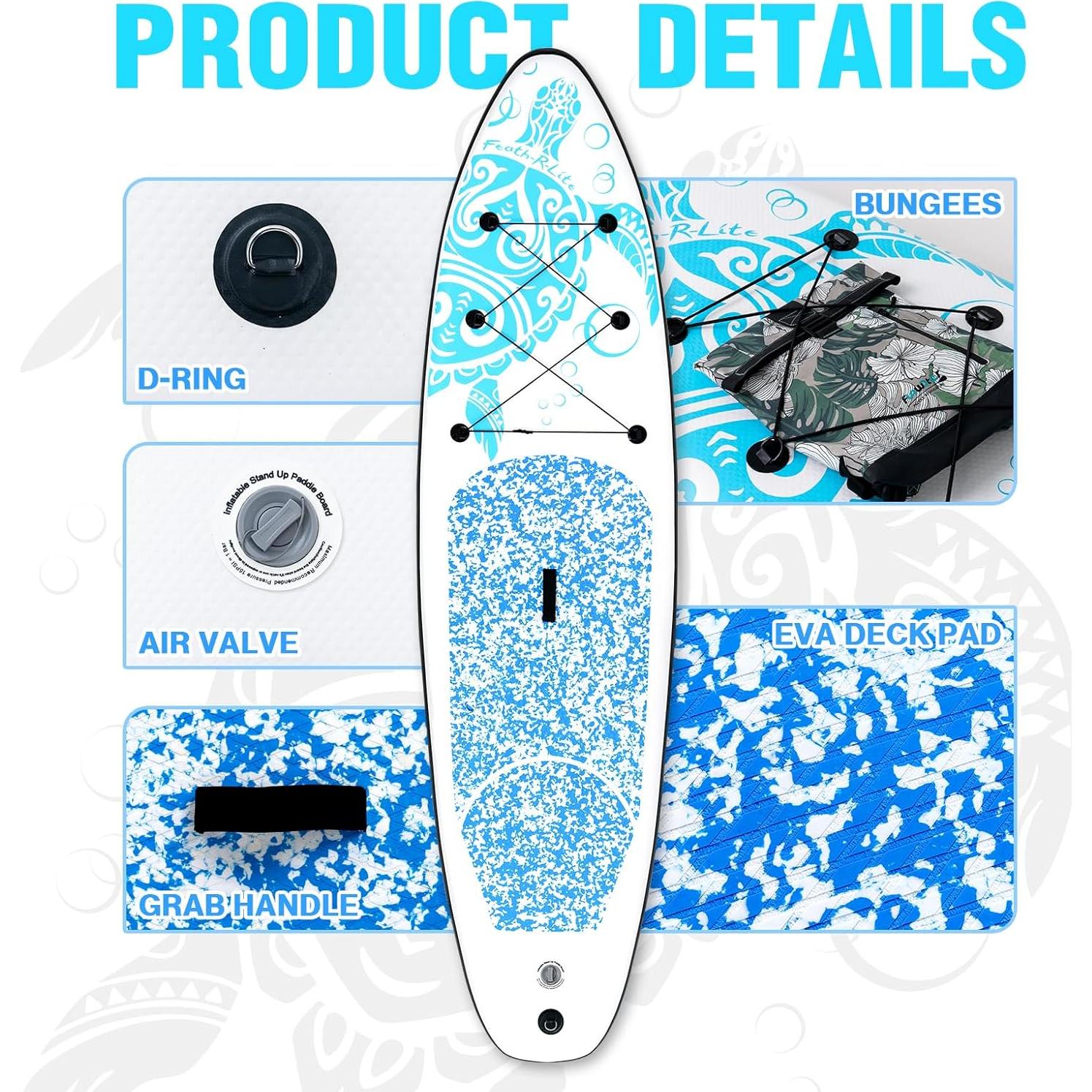 Tabla de Paddle Inflable FEATH-R-LITE 10'6" x 33" para Todos los Niveles