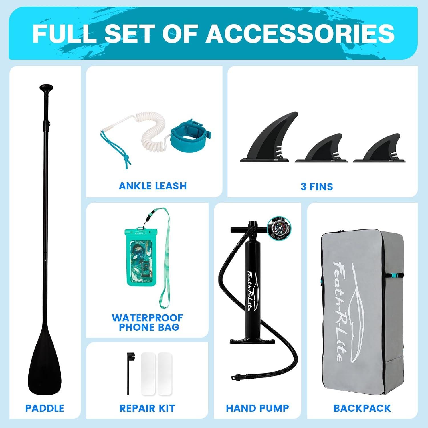 Tabla de Paddle Inflable FEATH-R-LITE 10'6" x 33" para Todos los Niveles