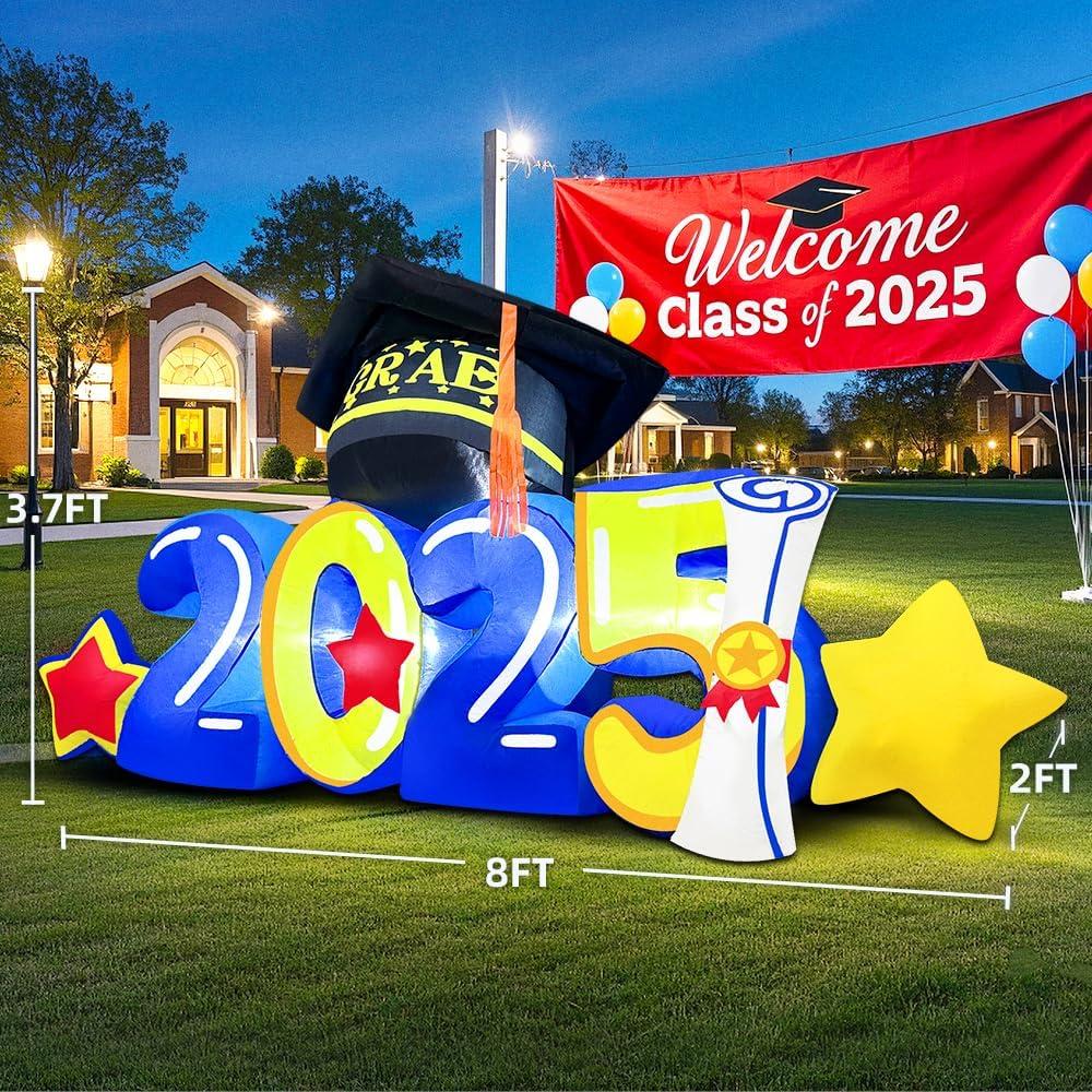 Decoración Inflable de Graduación KOOY 2025 con Luces LED 8FT