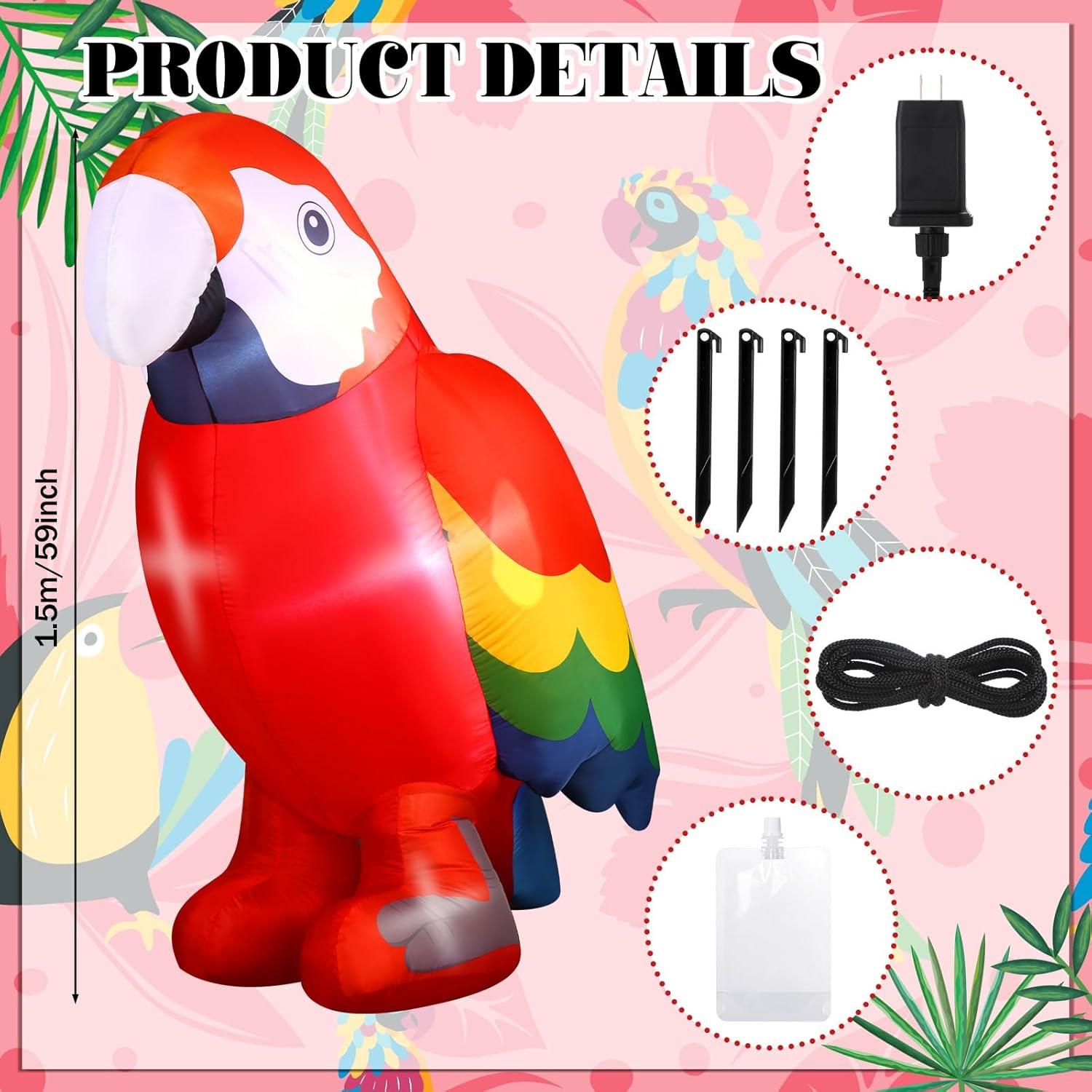 Decoración Inflable Loro Halloscume 1.5m con Luces LED