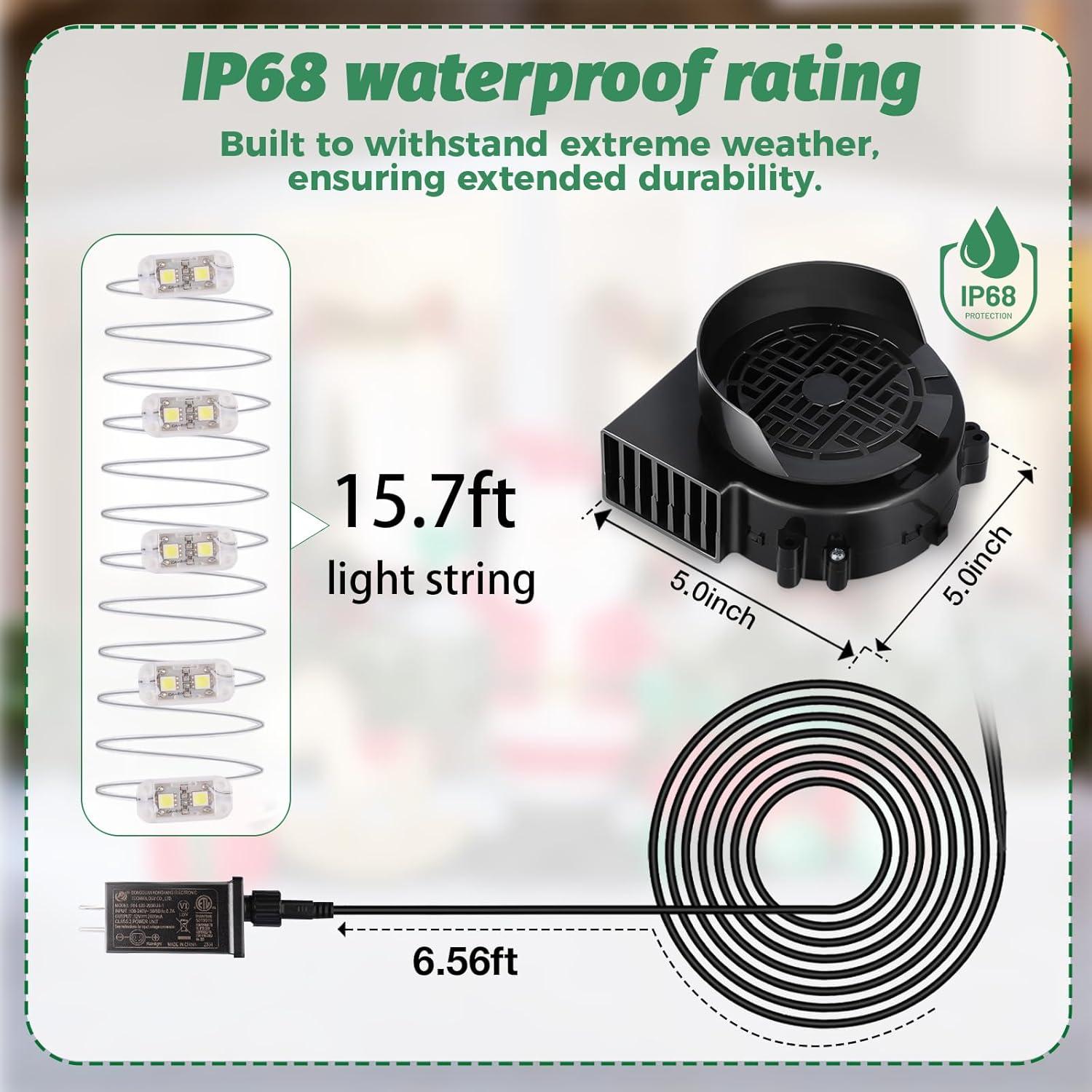 Ventilador Inflable Mlhezy 12V 1.5A con Luces LED 5 Bombillas