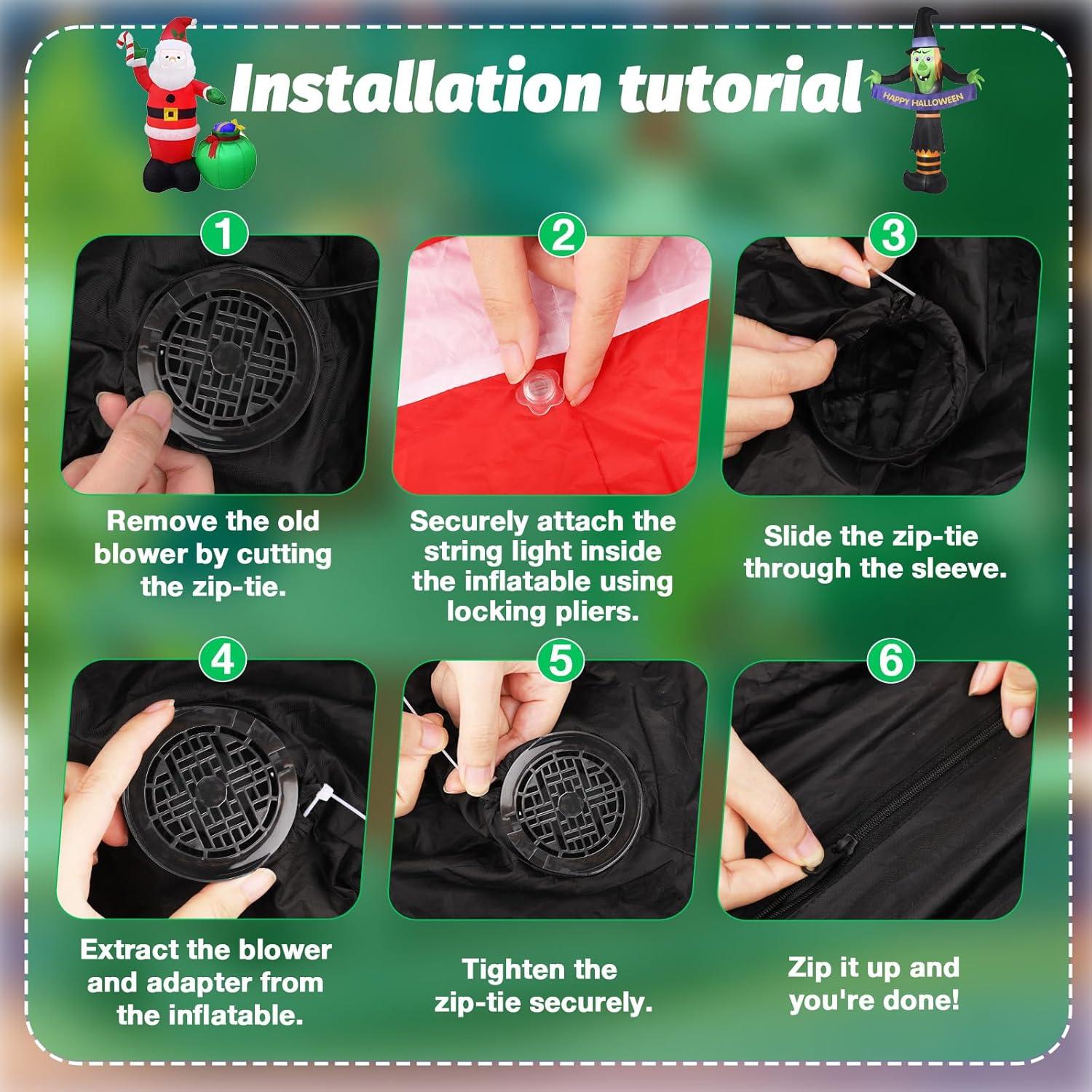 Ventilador Inflable Mlhezy 12V 1.5A con Luces LED 5 Bombillas