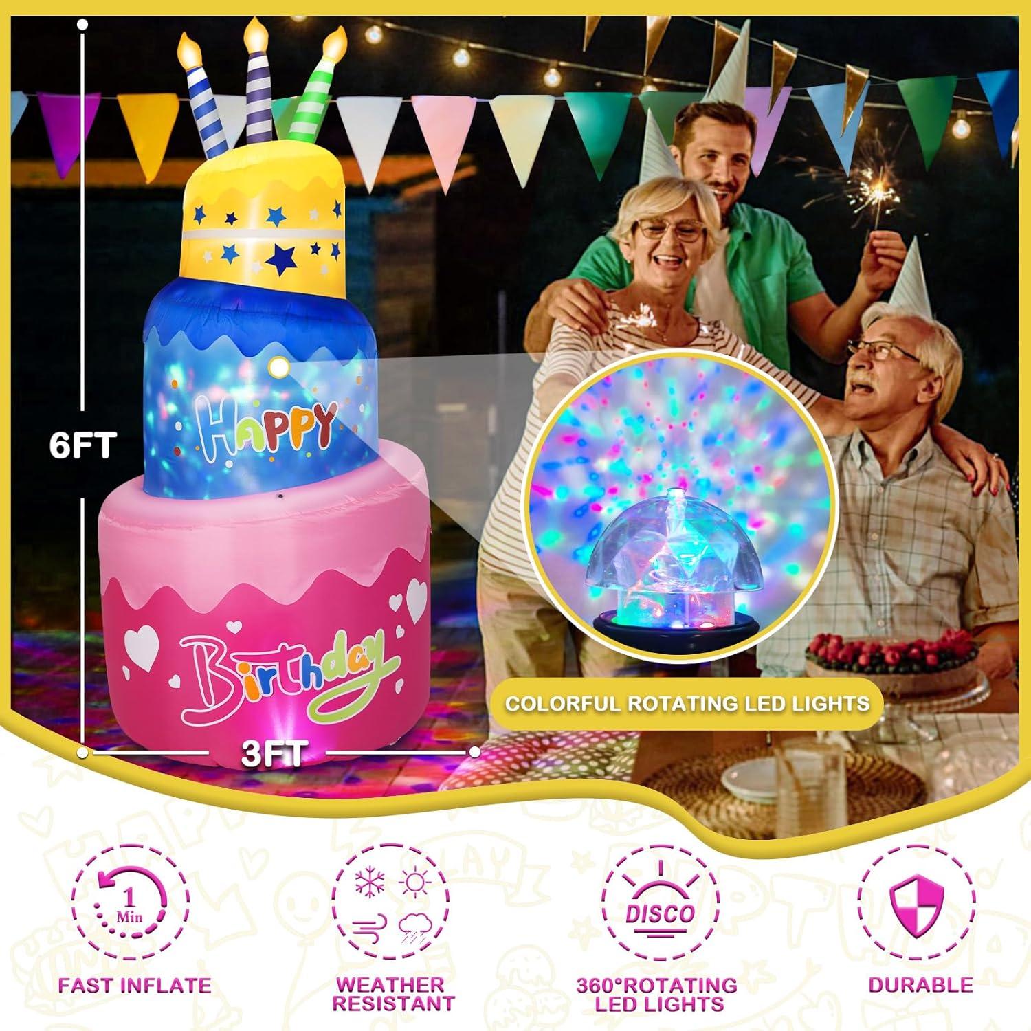 Pastel Inflable de Cumpleaños 6FT B&D con Luces LED