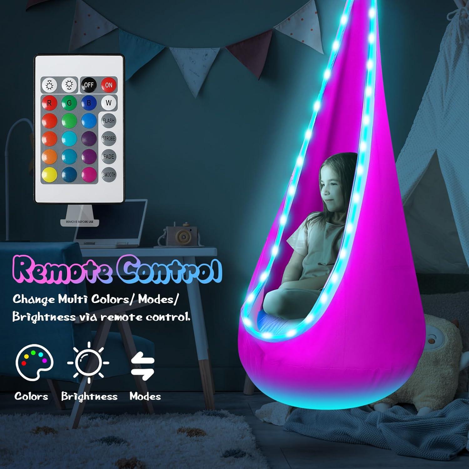 Columpio Pod Iluminado LFSMVT Rosa para Niños con Almohada