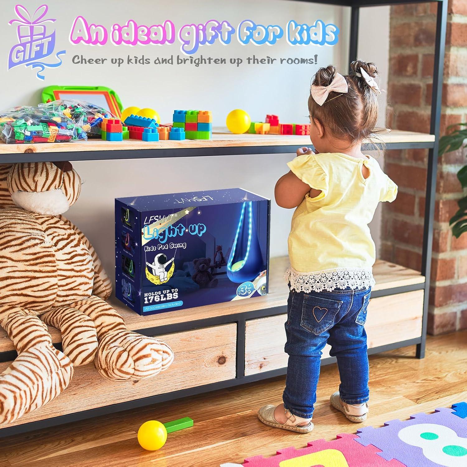 Columpio Pod Iluminado LFSMVT Rosa para Niños con Almohada