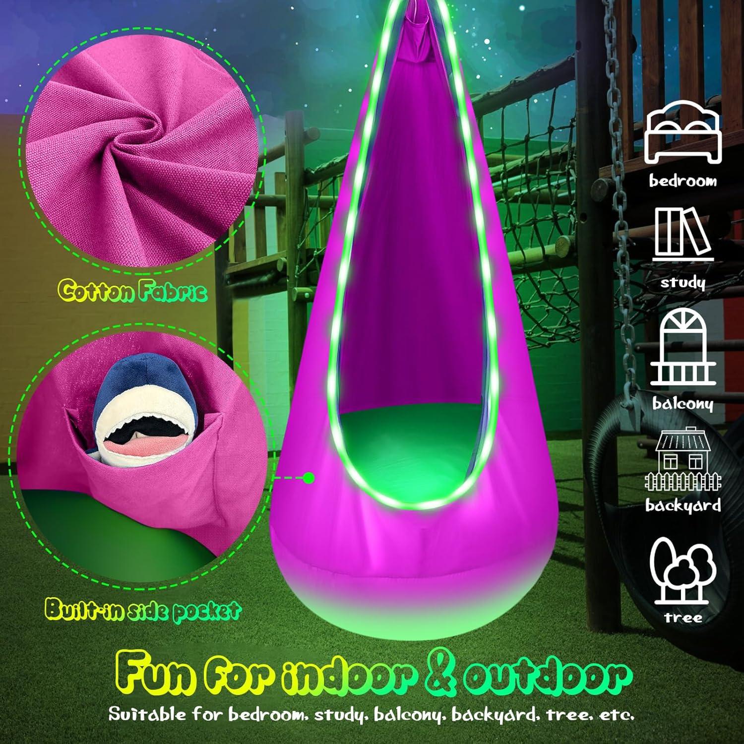 Columpio Pod Iluminado LFSMVT Rosa para Niños con Almohada