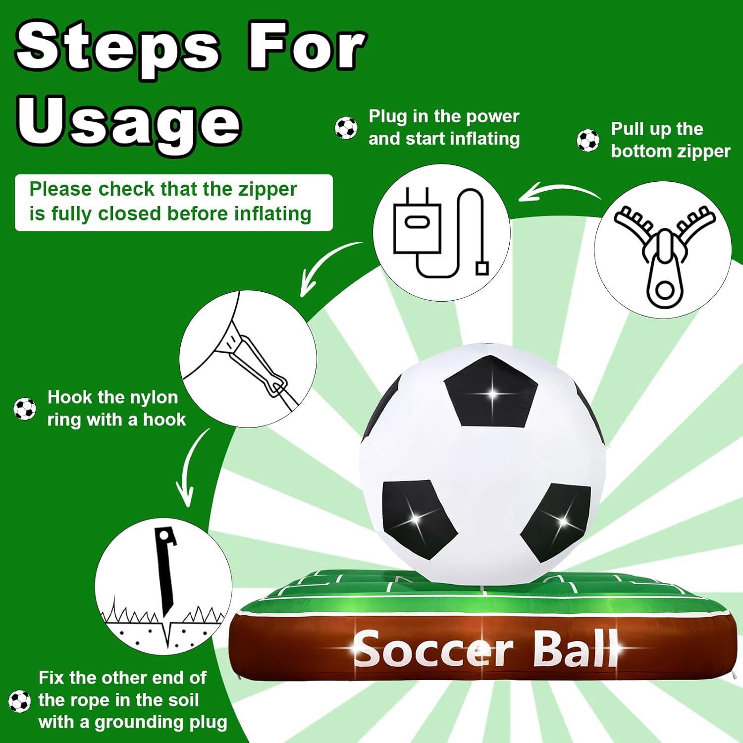 Decoración Inflable de Fútbol Gigante Popblow 1.83m LED