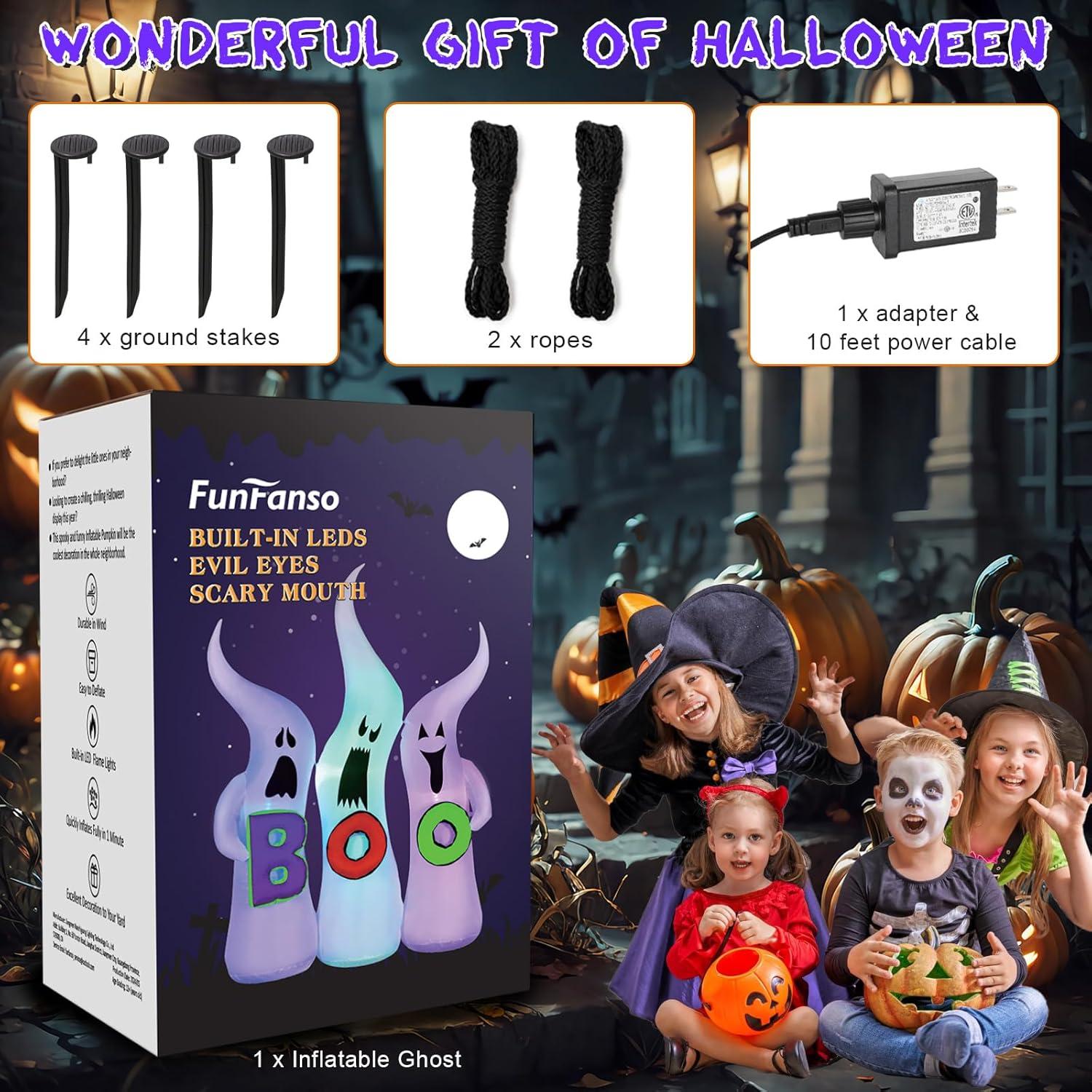 FunFanso Fantasmas Inflables Halloween 1.83m con Luces LED