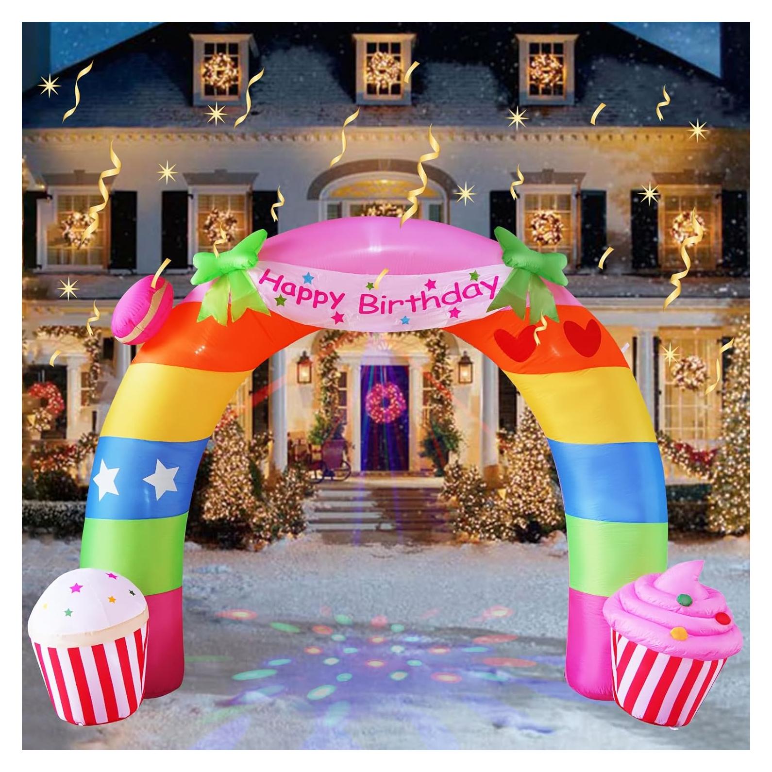 Arco Inflable de Cumpleaños Arcoíris 3.35m con LED SHDEJTG