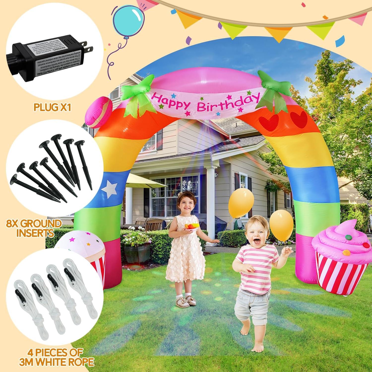 Arco Inflable de Cumpleaños Arcoíris 3.35m con LED SHDEJTG