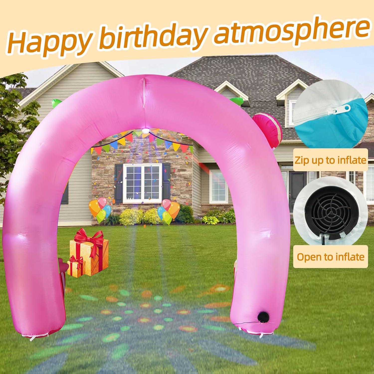 Arco Inflable de Cumpleaños Arcoíris 3.35m con LED SHDEJTG